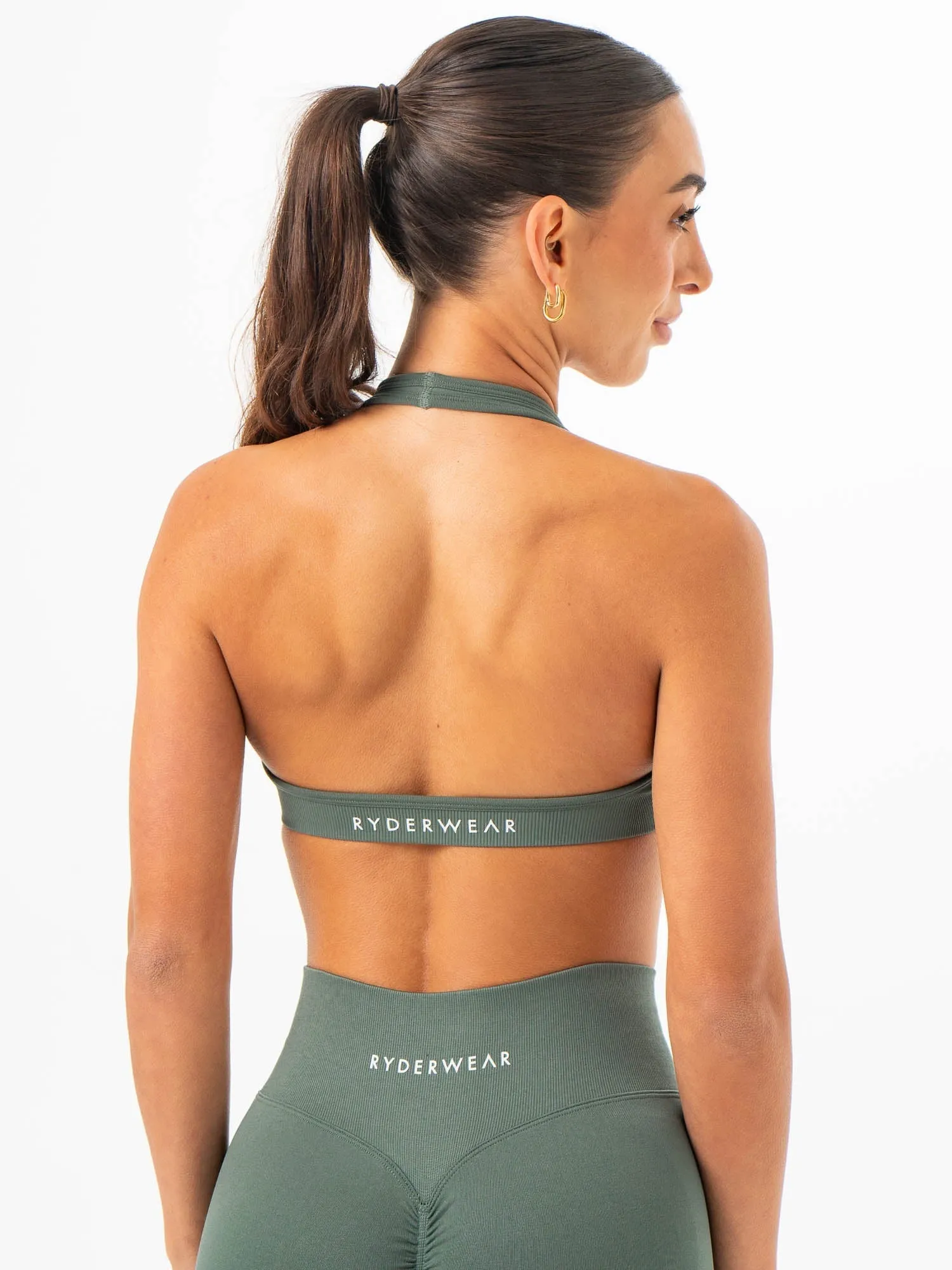 Sculpt Seamless Halter Bra - Forest Full Support