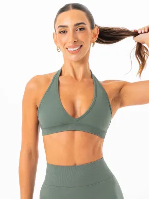 Sculpt Seamless Halter Bra - Forest Anti Slip