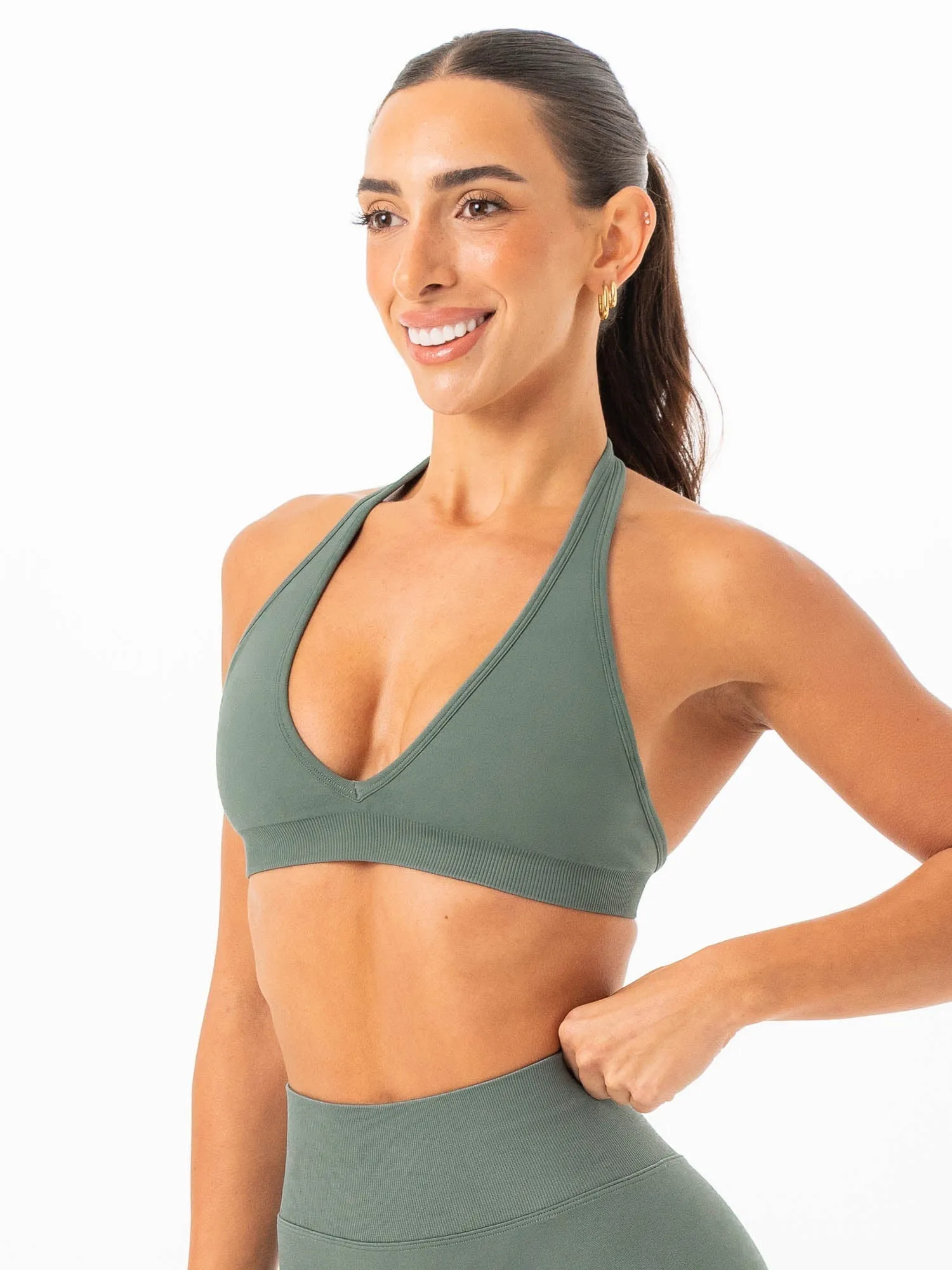 Sculpt Seamless Halter Bra - Forest Tight Support