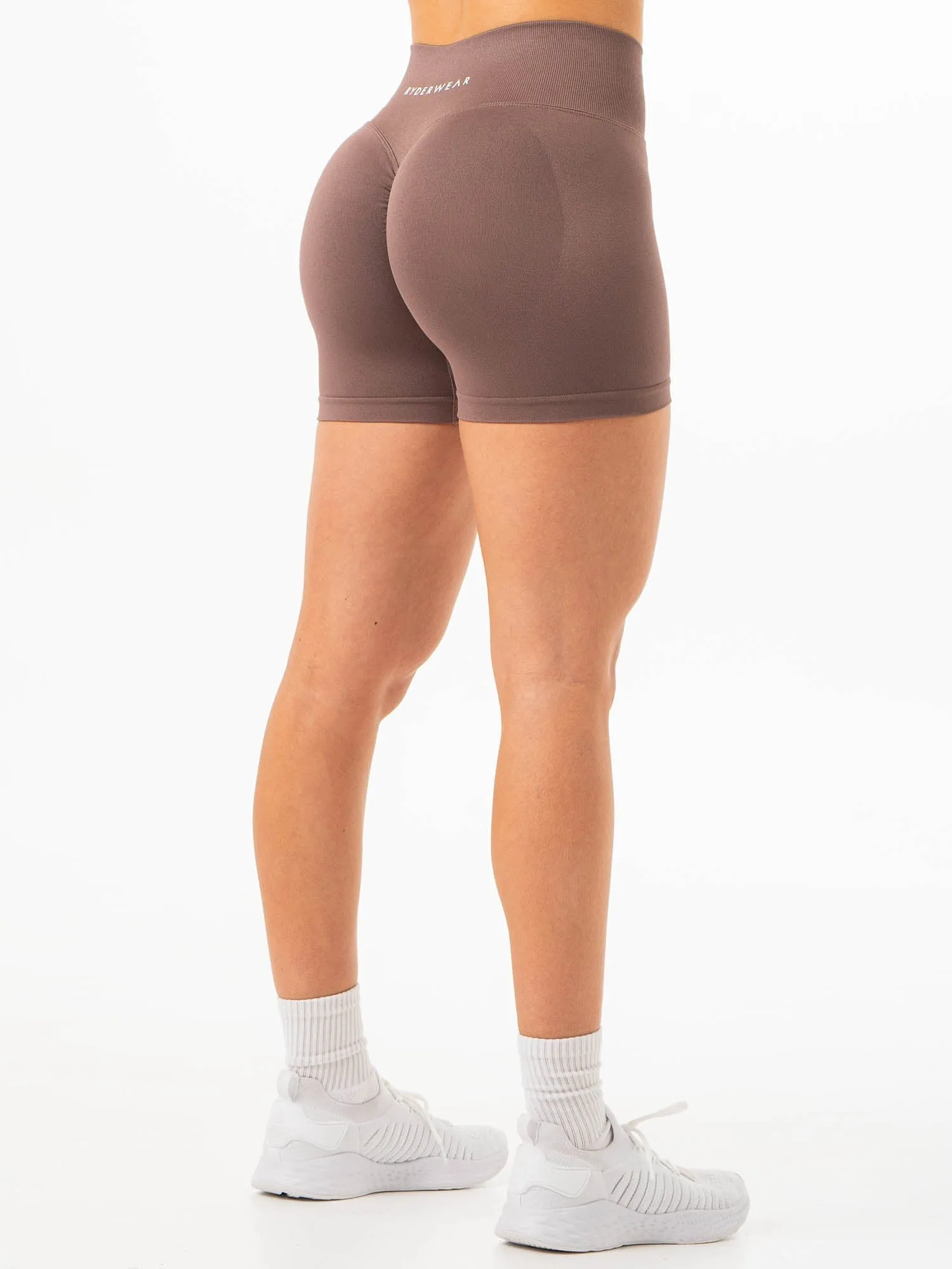 Sculpt Seamless Shorts - Mocha reflective detail