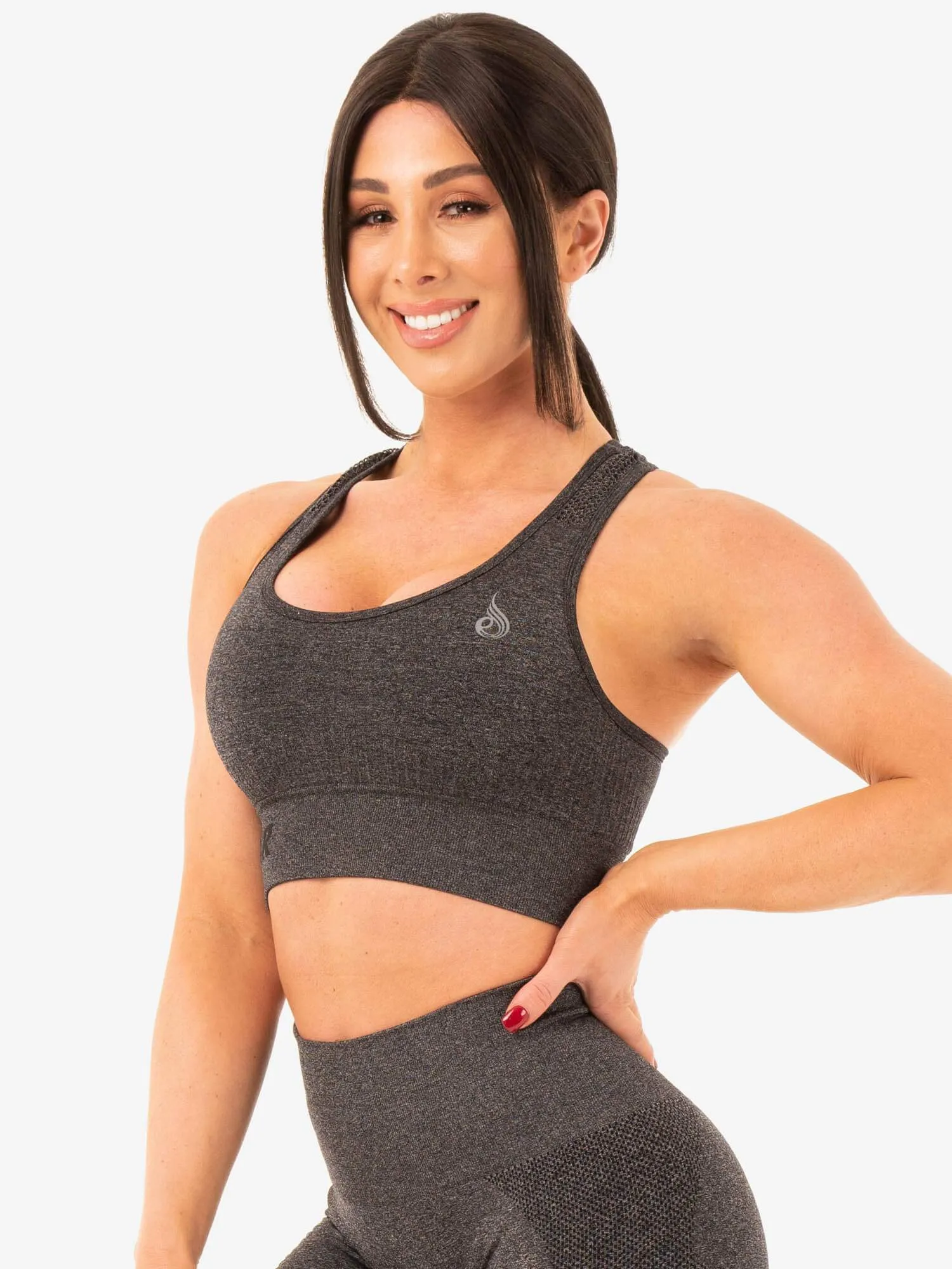 Seamless Staples Sports Bra - Charcoal Marl Strong Defense