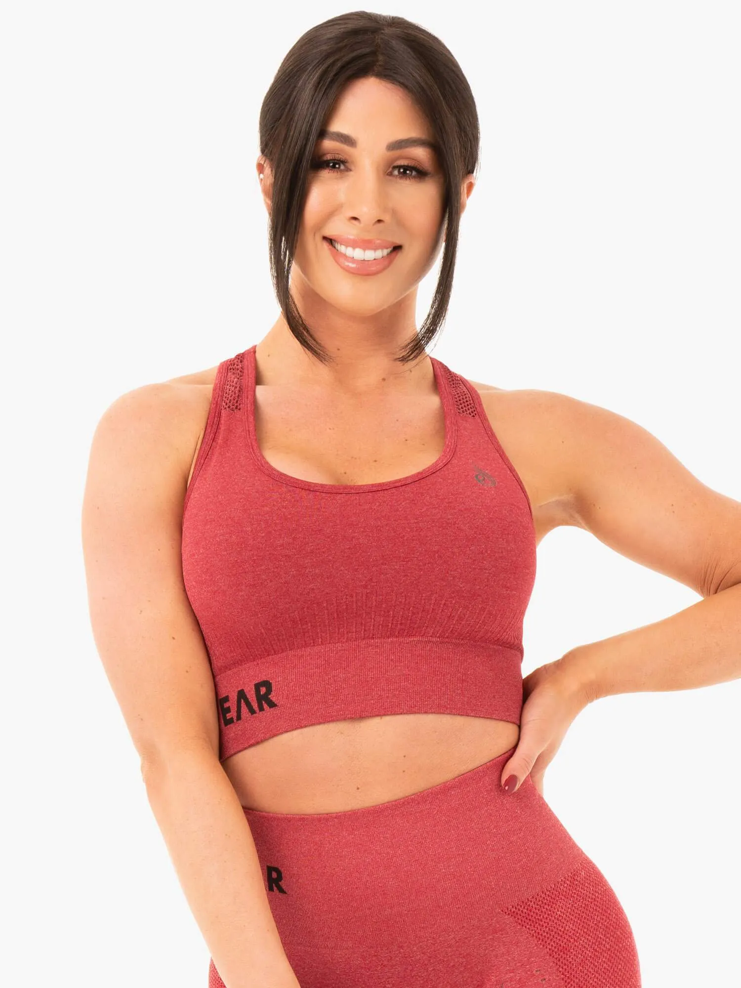 Seamless Staples Sports Bra - Cherry Red Marl Stretch Adjust