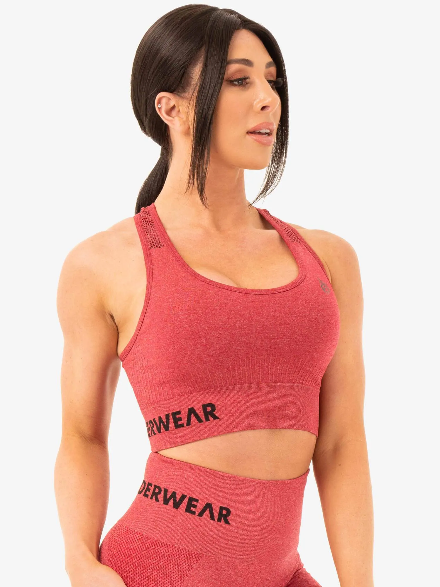 Seamless Staples Sports Bra - Cherry Red Marl No Bound