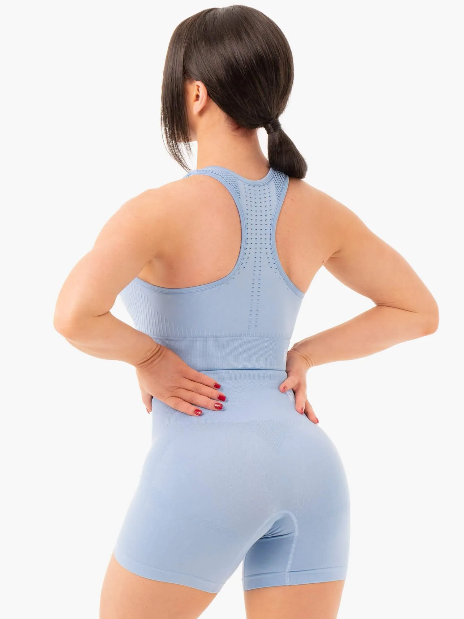 Seamless Staples Sports Bra - Denim Blue Marl Heat Release