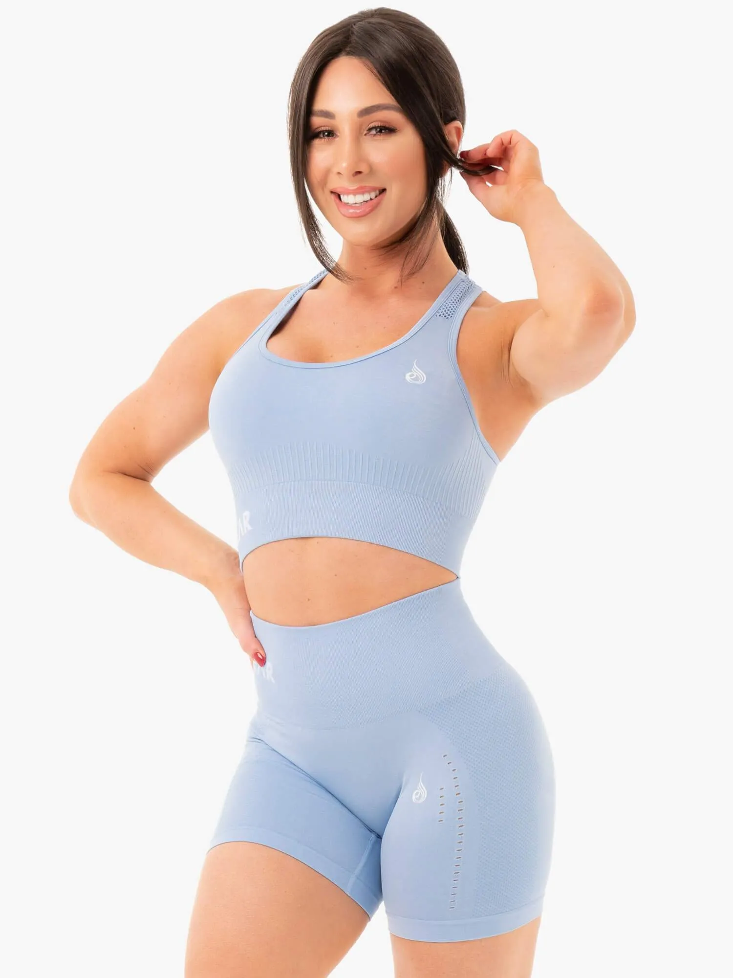 Seamless Staples Sports Bra - Denim Blue Marl Flexible Stretch