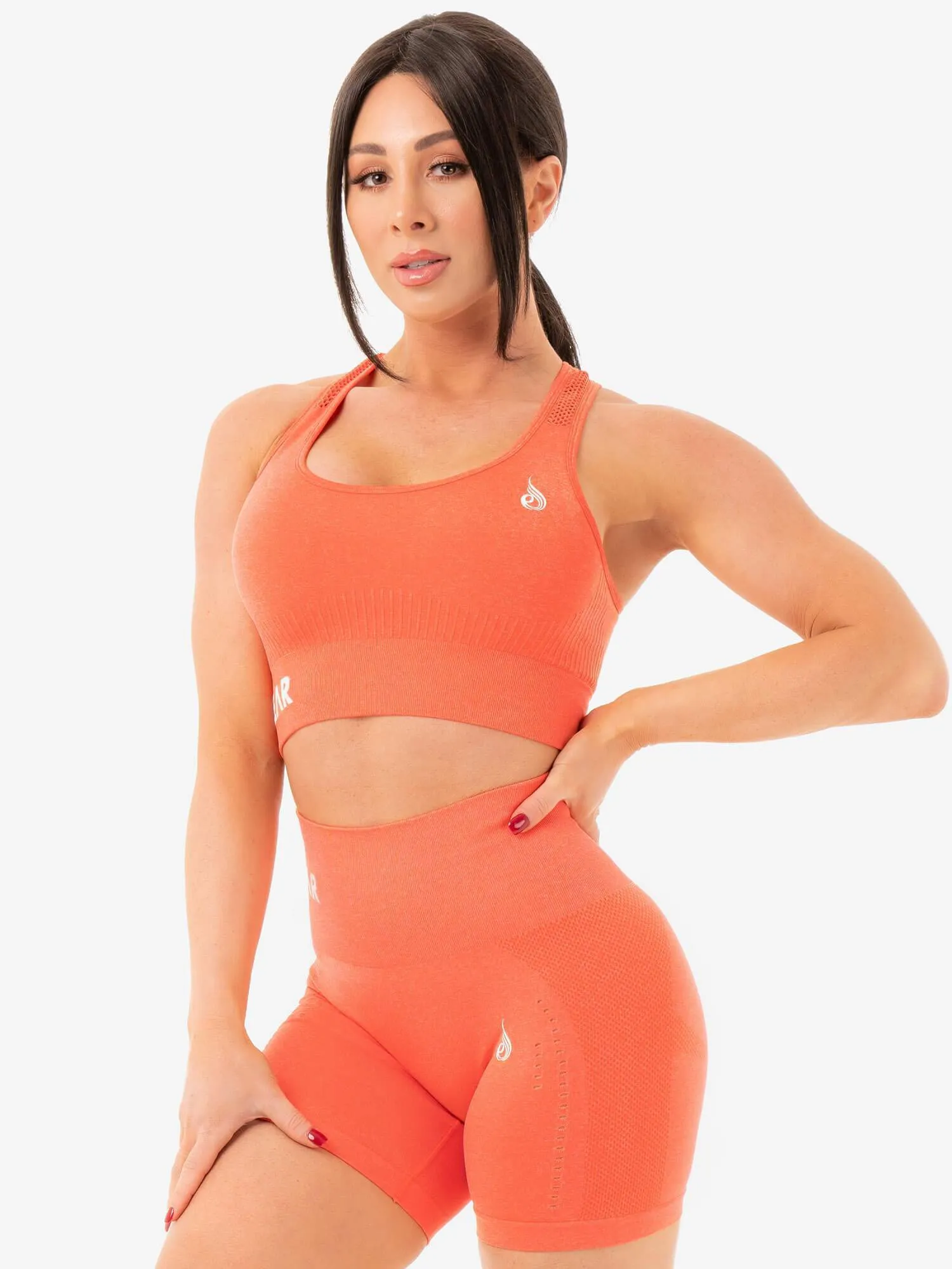 Seamless Staples Sports Bra - Orange Marl Stretch Fit