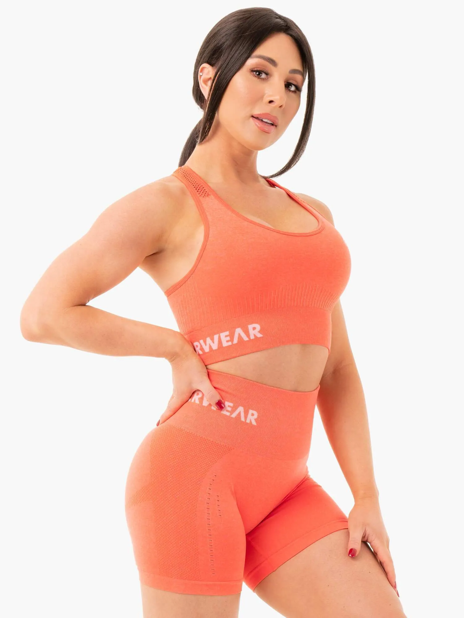 Seamless Staples Sports Bra - Orange Marl Light Wrap