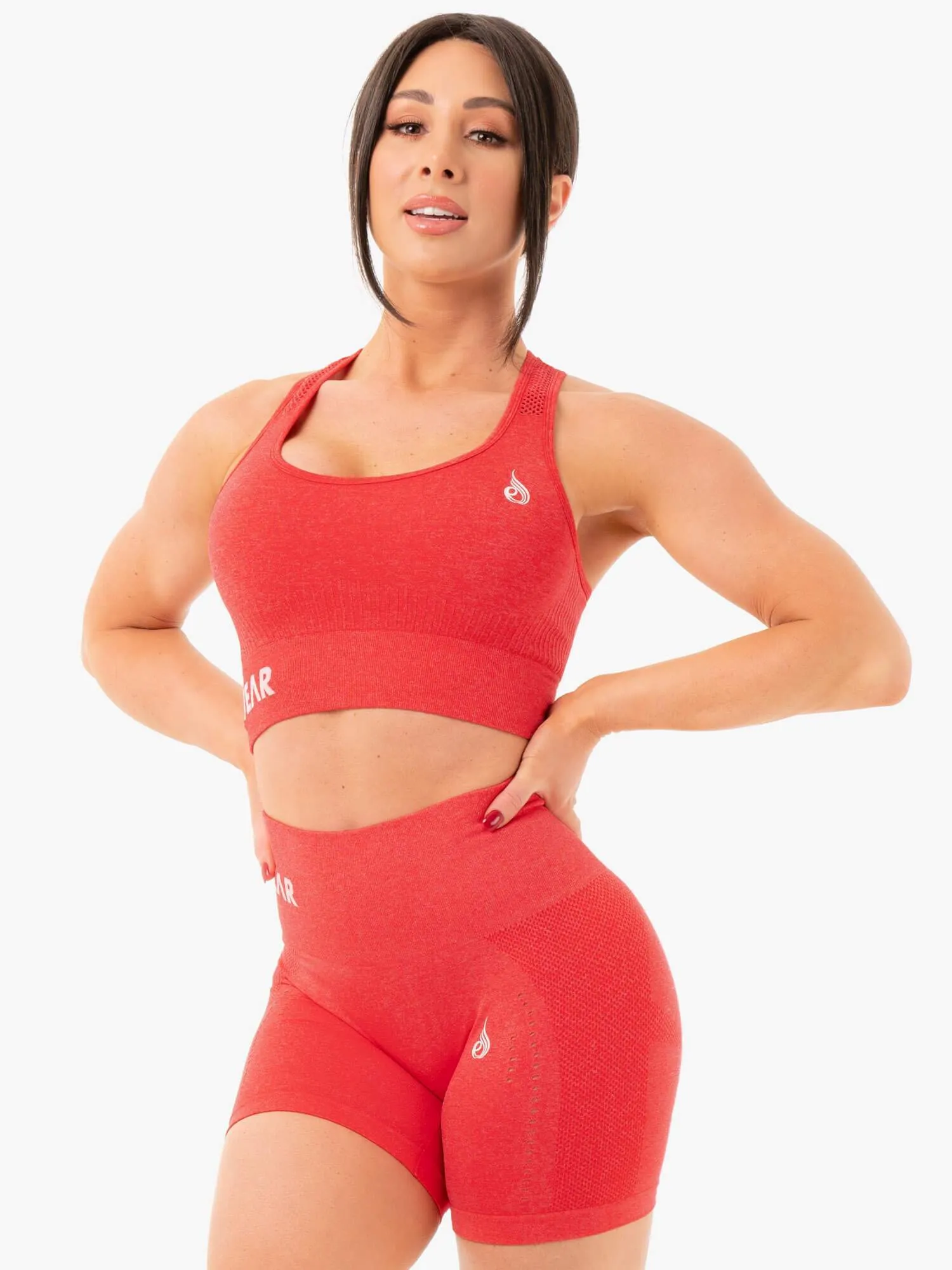 Seamless Staples Sports Bra - Red Marl Moisture Wicking