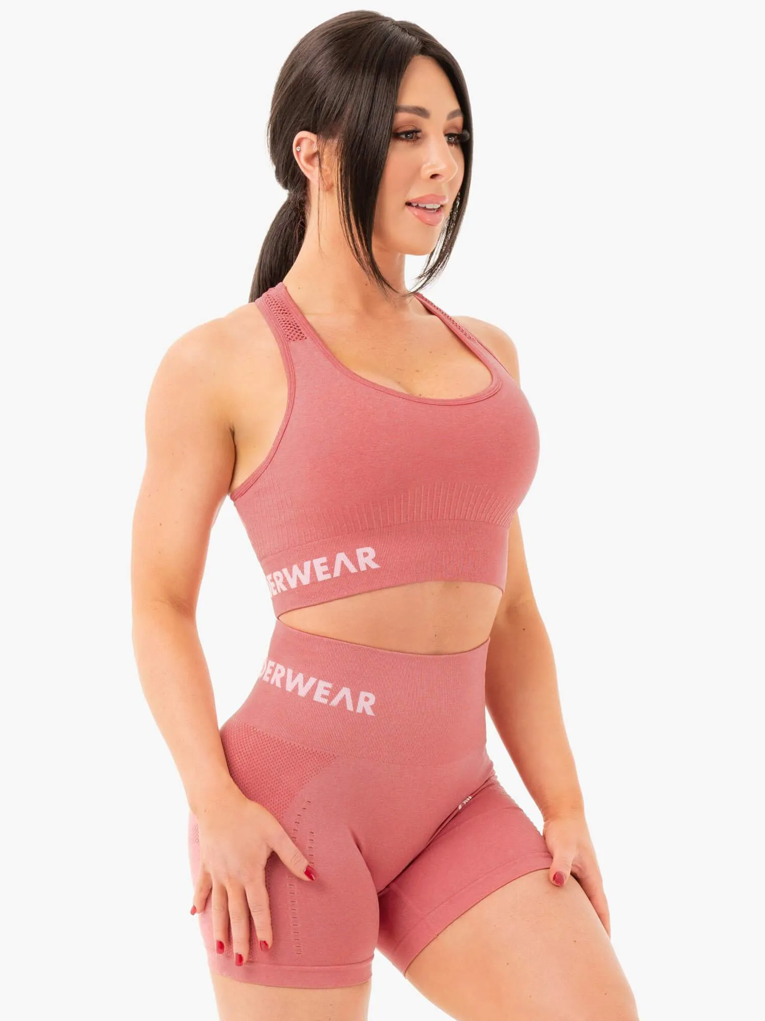 Seamless Staples Sports Bra - Rose Pink Marl Body Contour