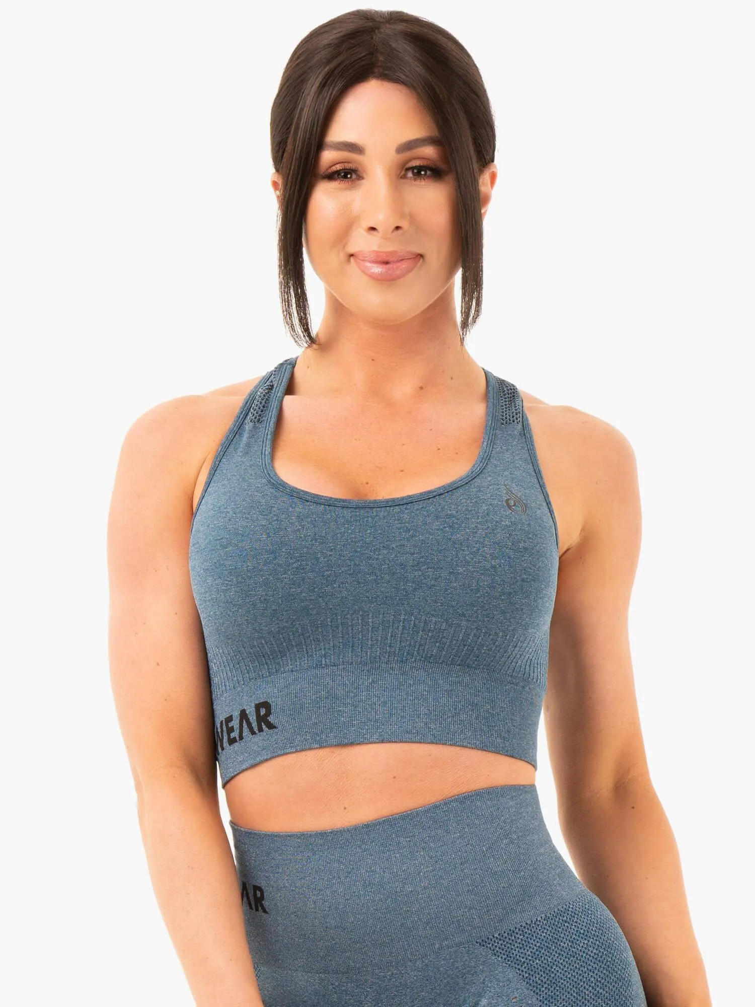 Seamless Staples Sports Bra - Teal Marl Quick Dry