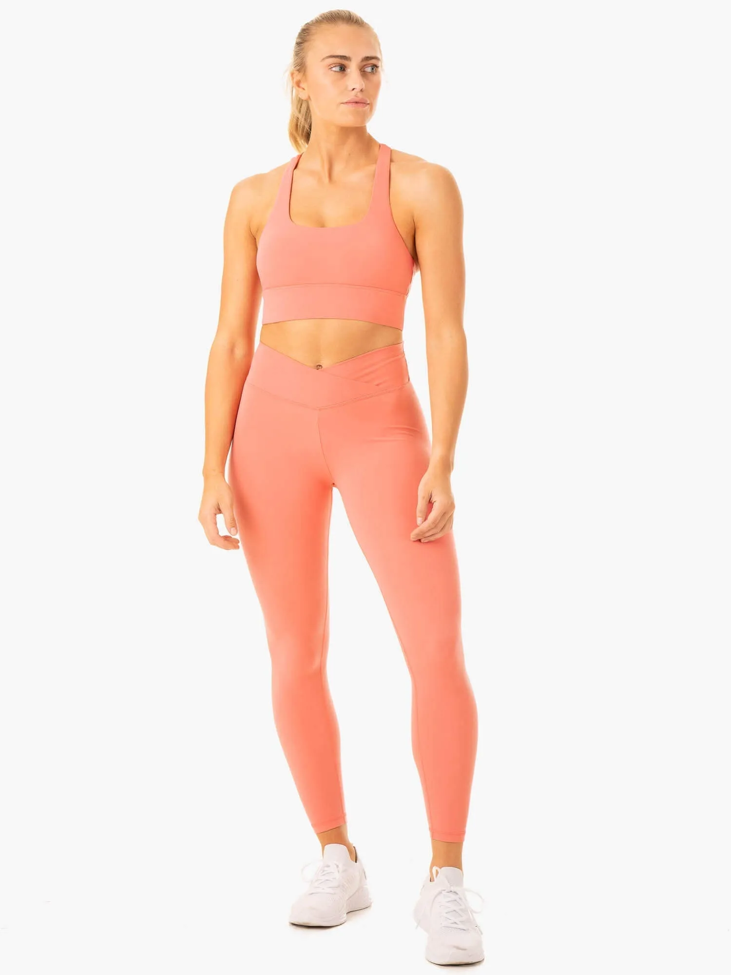 Serene Cross Over Scrunch Leggings - Rose Pink All day wear