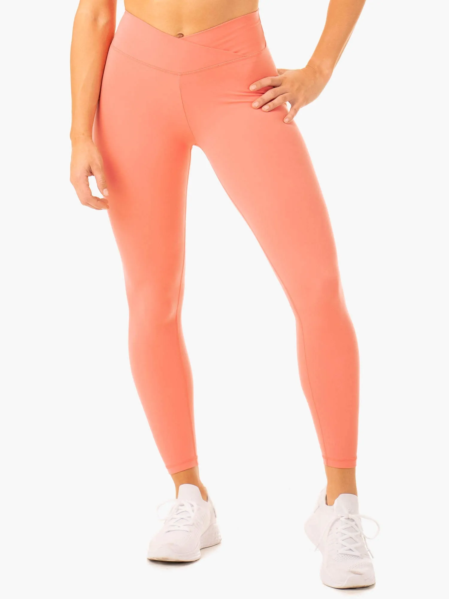 Serene Cross Over Scrunch Leggings - Rose Pink Retro look