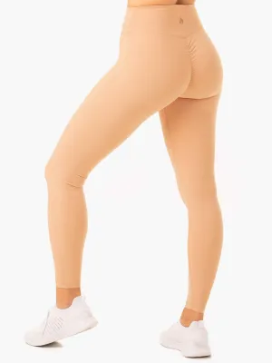 Serene Cross Over Scrunch Leggings - Tan Easy stretch