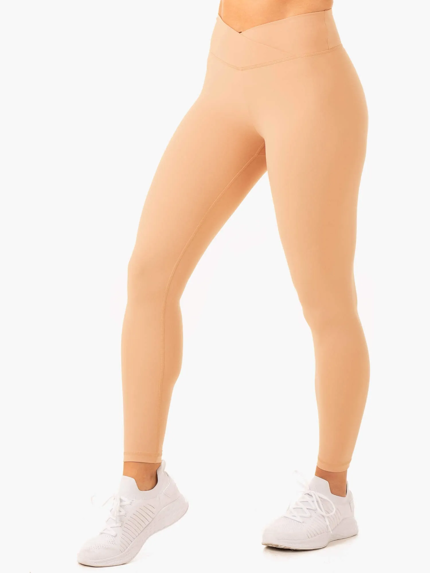 Serene Cross Over Scrunch Leggings - Tan Layer ready