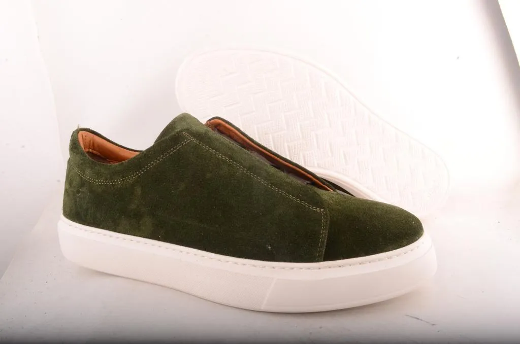 Sigotto Uomo Green Suede Slip on Sneaker Night Runner