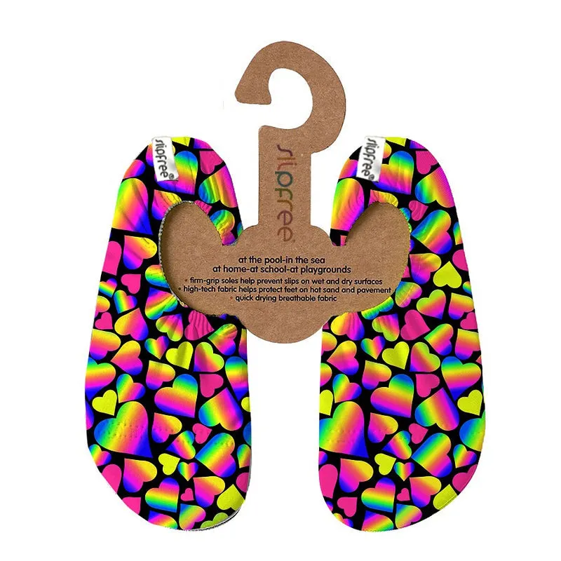 Slipfree Kid's Non Slip Shoes - Neon Hearts Cloud Feet