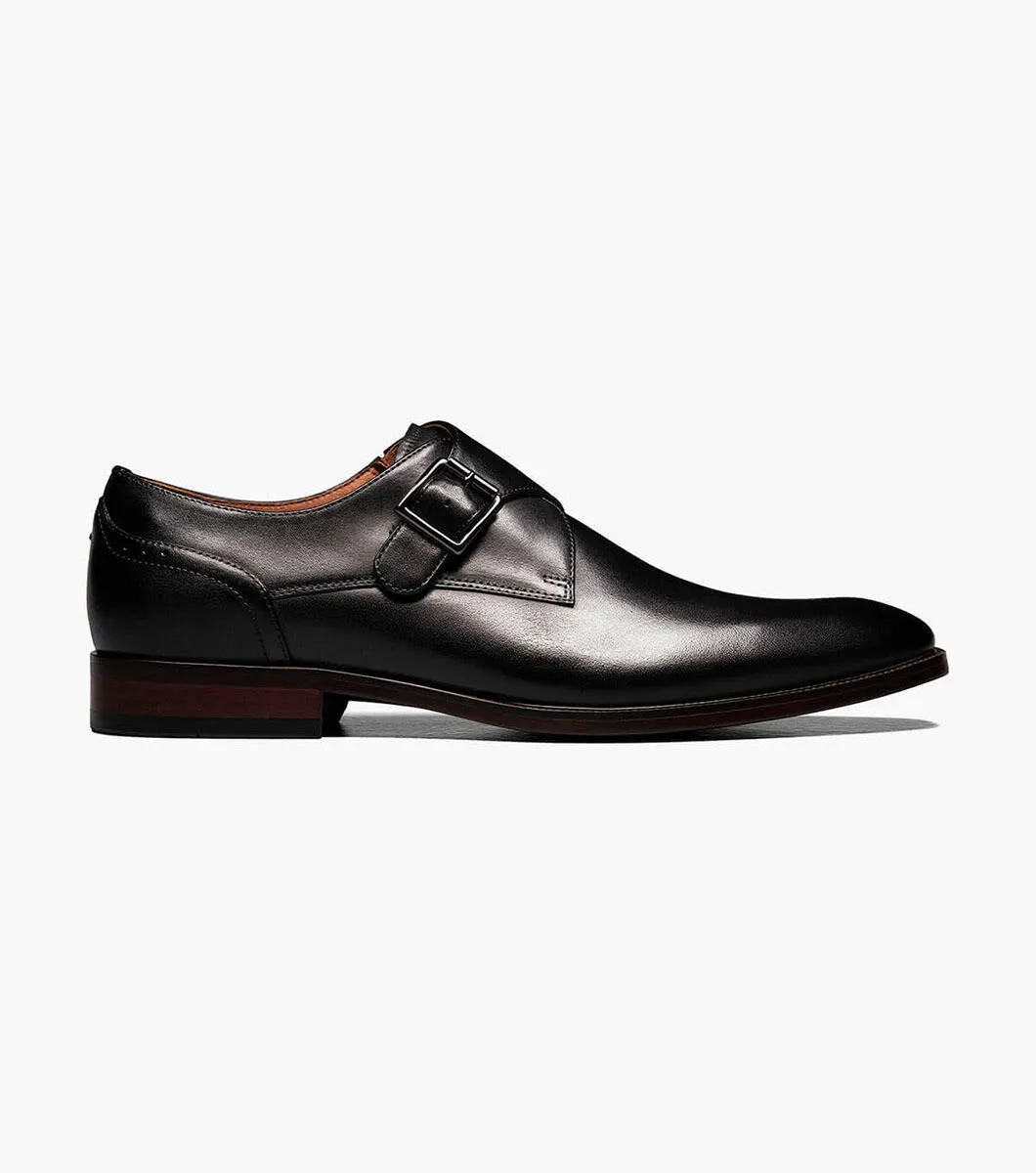 SORRENTO Plain Toe Single Monk Strap - Black feet happy