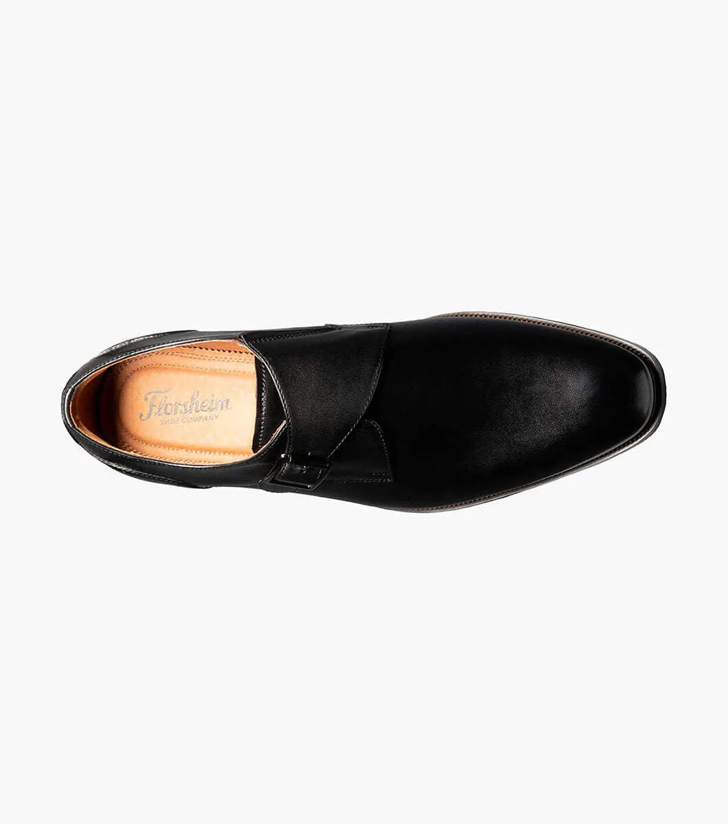 SORRENTO Plain Toe Single Monk Strap - Black smile step