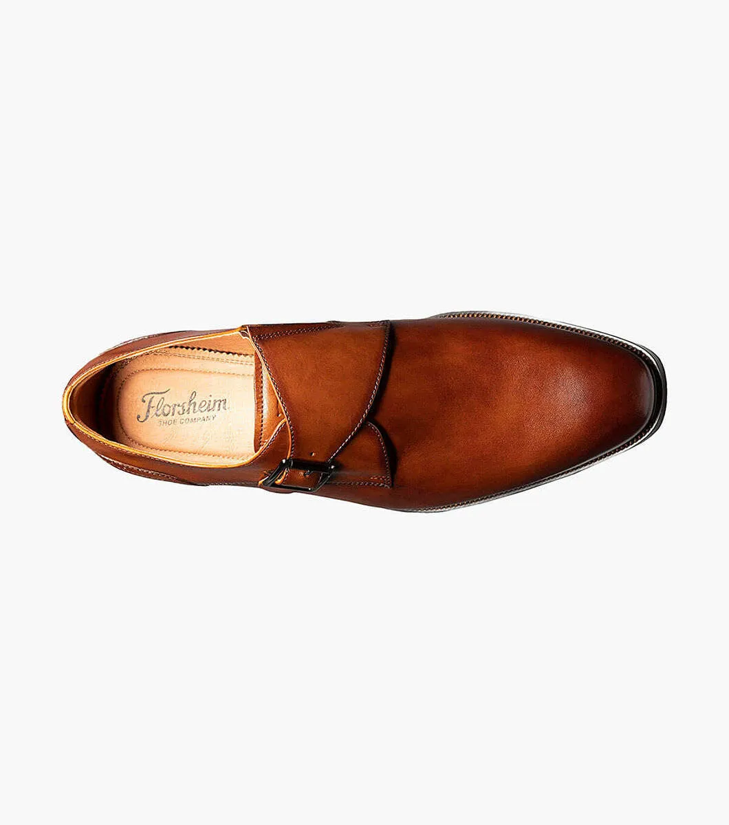 SORRENTO Plain Toe Single Monk Strap - Cognac premium tailoring collection