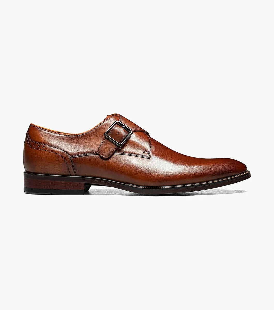 SORRENTO Plain Toe Single Monk Strap - Cognac urban soul