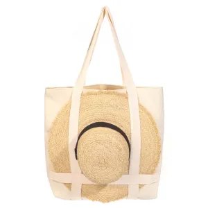 Square Hat Carrier Tote Bag - Ivory bold charm