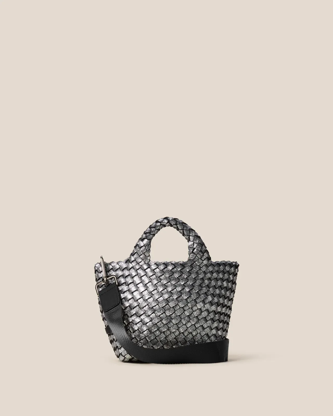 St. Barths Petit Tote Metallic - Titanium mini chic