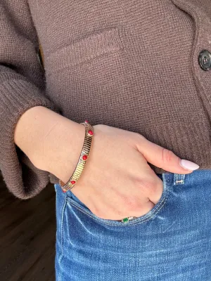 Stackable Red Gem Bracelet graceful tone