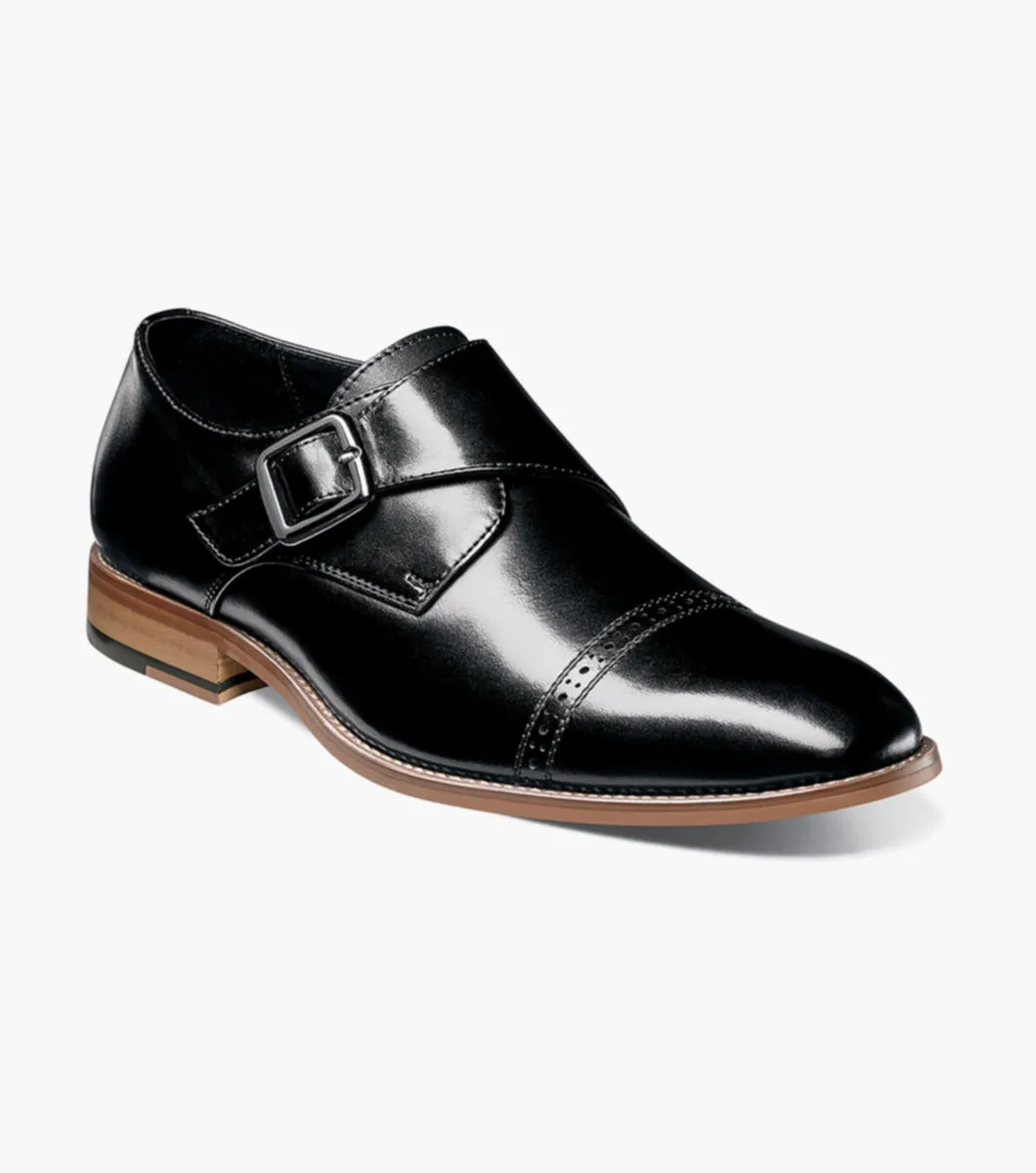 Stacy Adams DESMOND Cap Toe Monk Strap Shoes - Black supportive fit