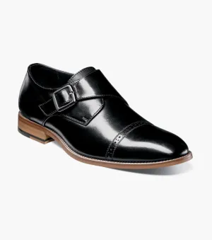 Stacy Adams DESMOND Cap Toe Monk Strap Shoes - Black supportive fit