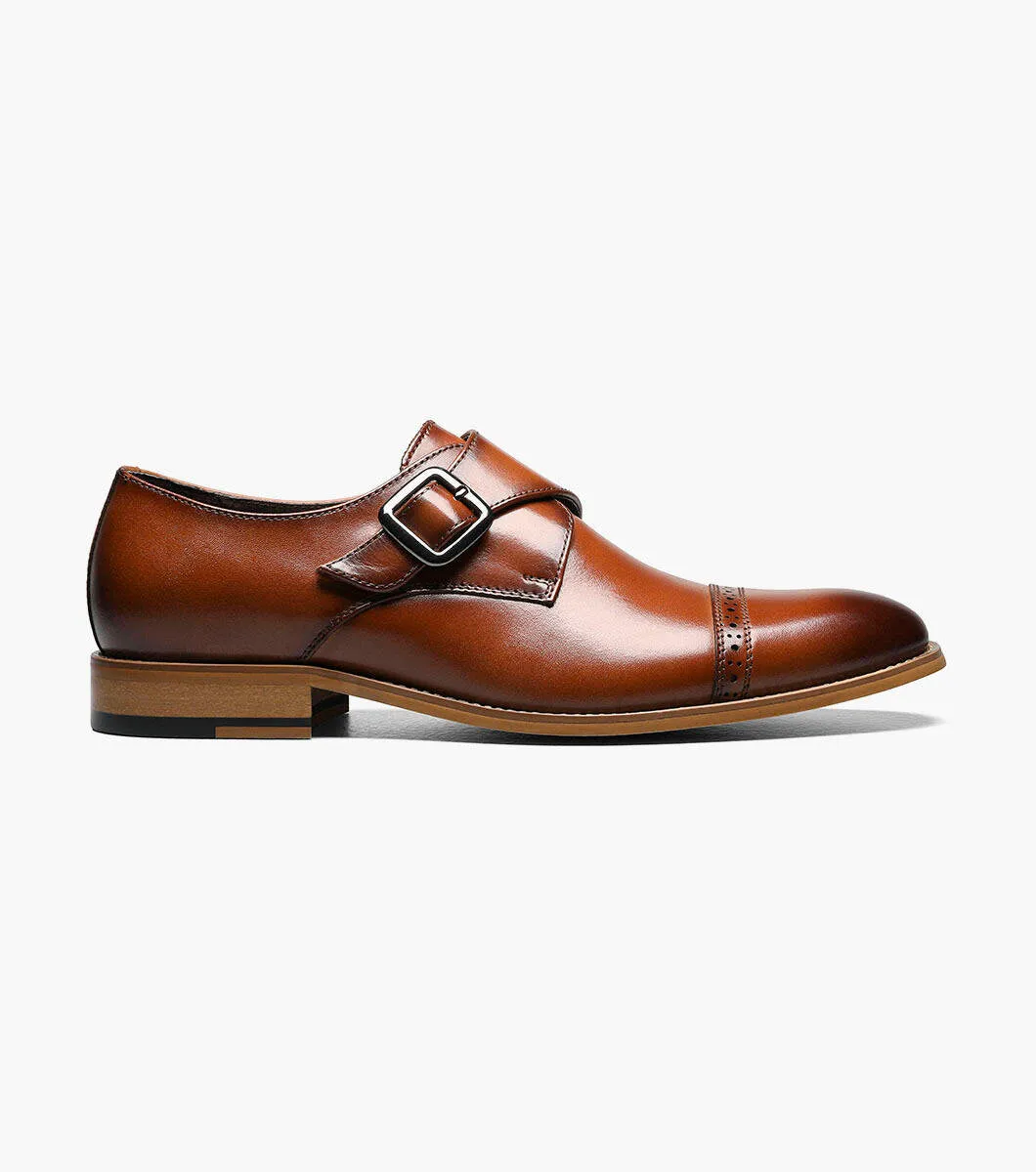 Stacy Adams DESMOND Cap Toe Monk Strap Shoes - Cognac quick blend