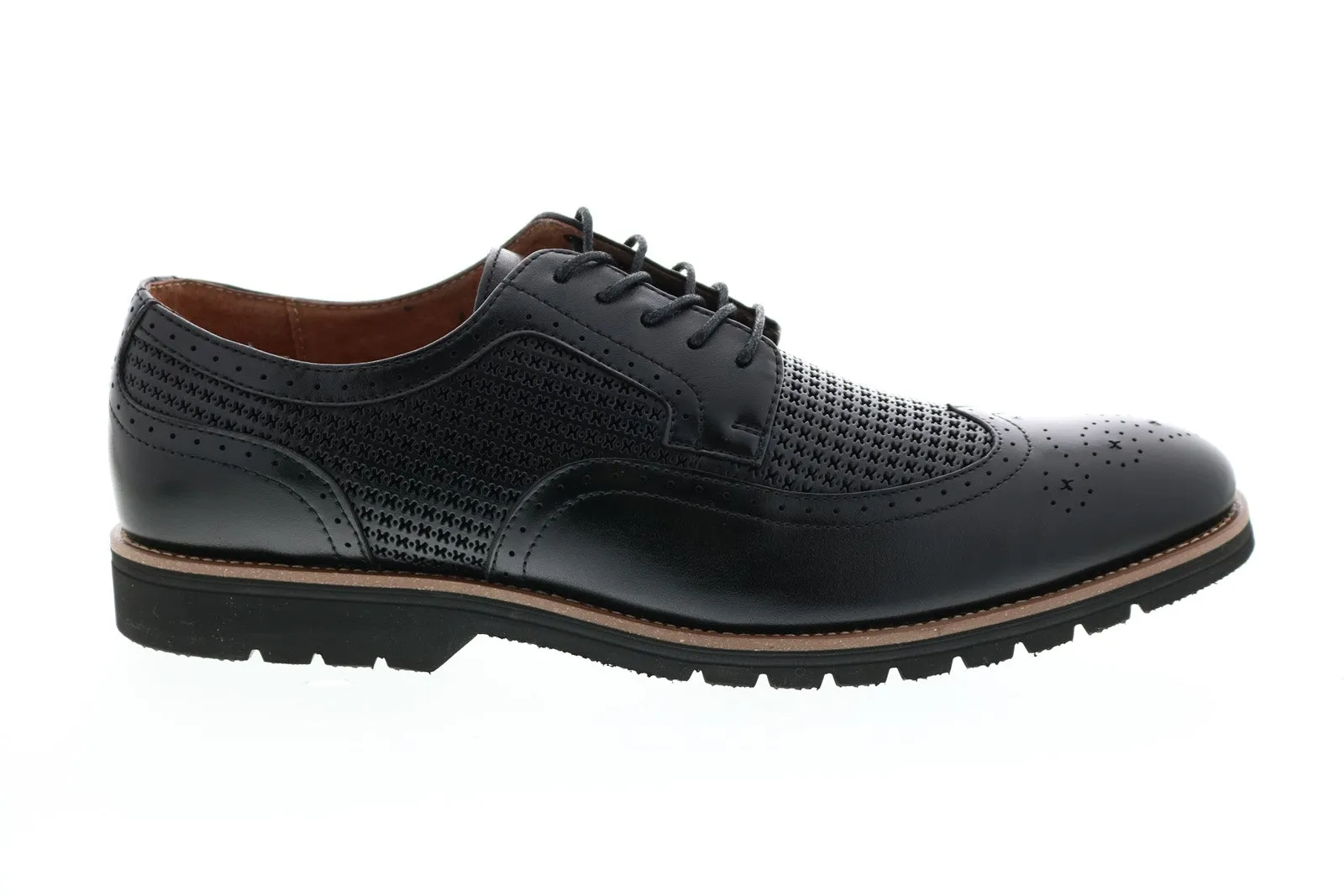 Stacy Adams Emile Leather Wingtip Oxfords Shoes - Black walk ready