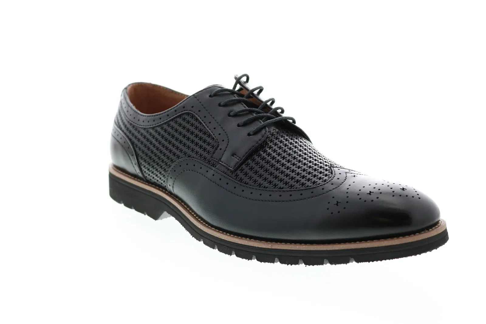 Stacy Adams Emile Leather Wingtip Oxfords Shoes - Black event ready