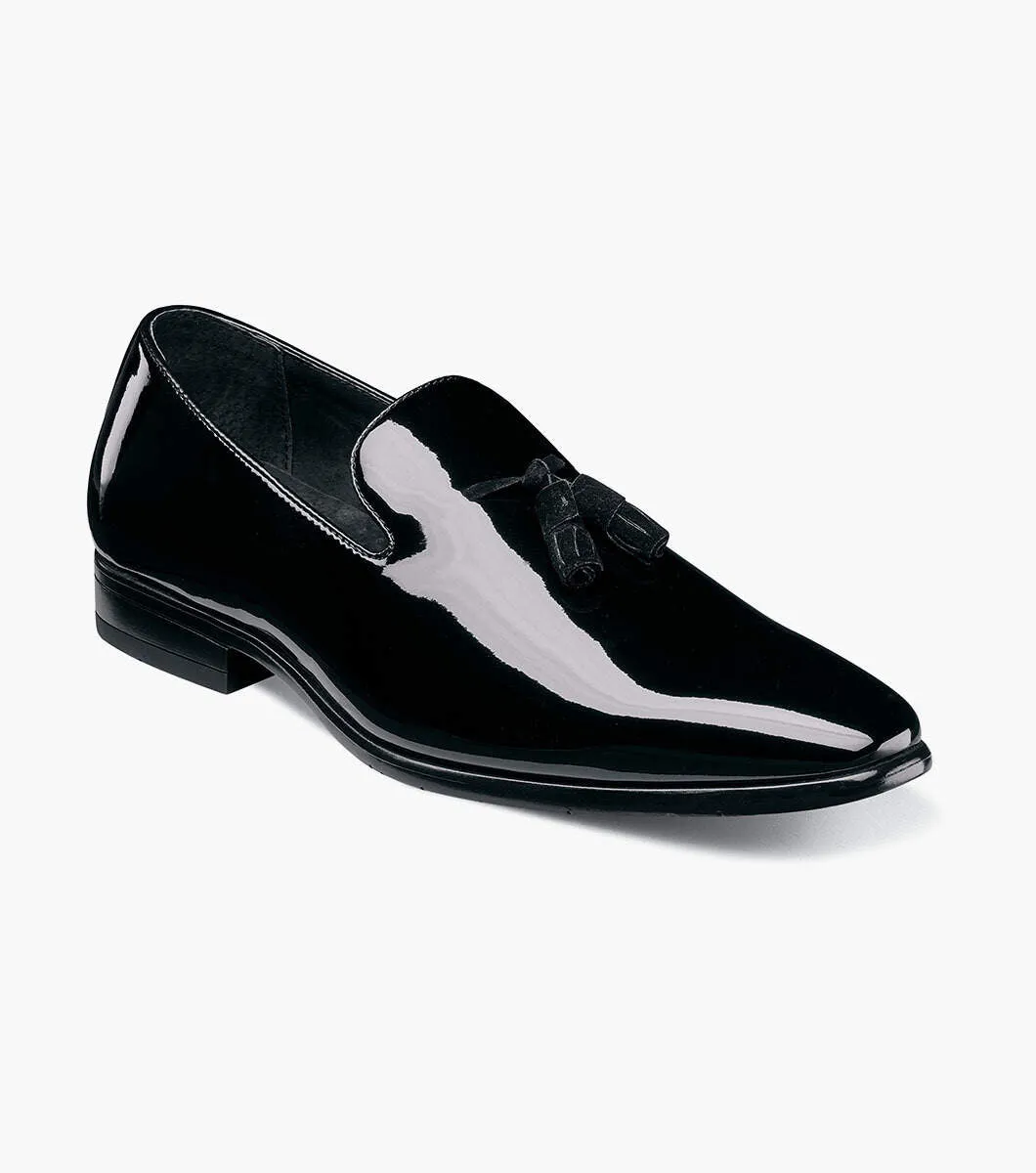 Stacy Adams Phoenix  Plain Toe Tassel Slip On - Black instant chic
