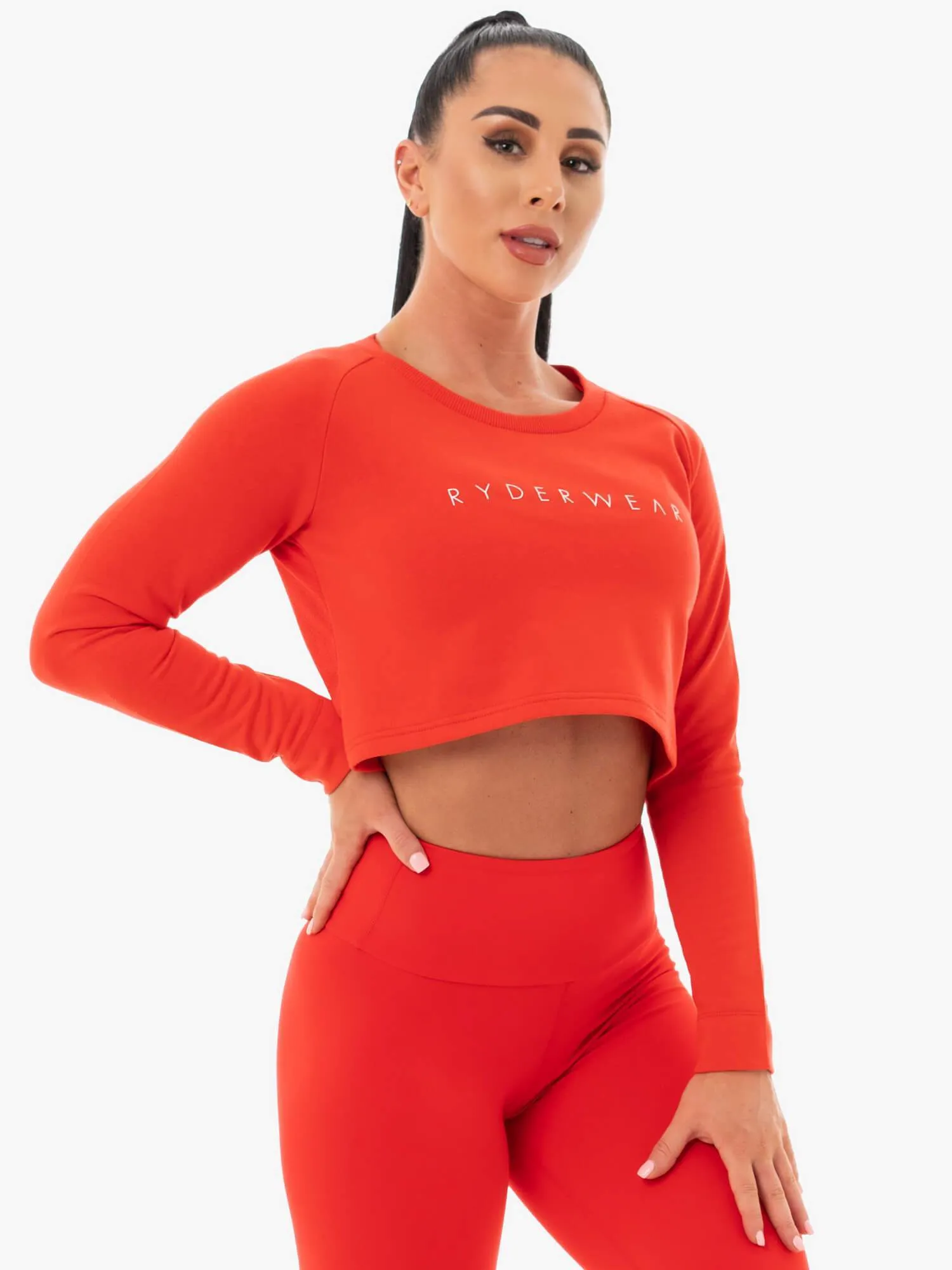 Staples Cropped Sweater - Red sporty look