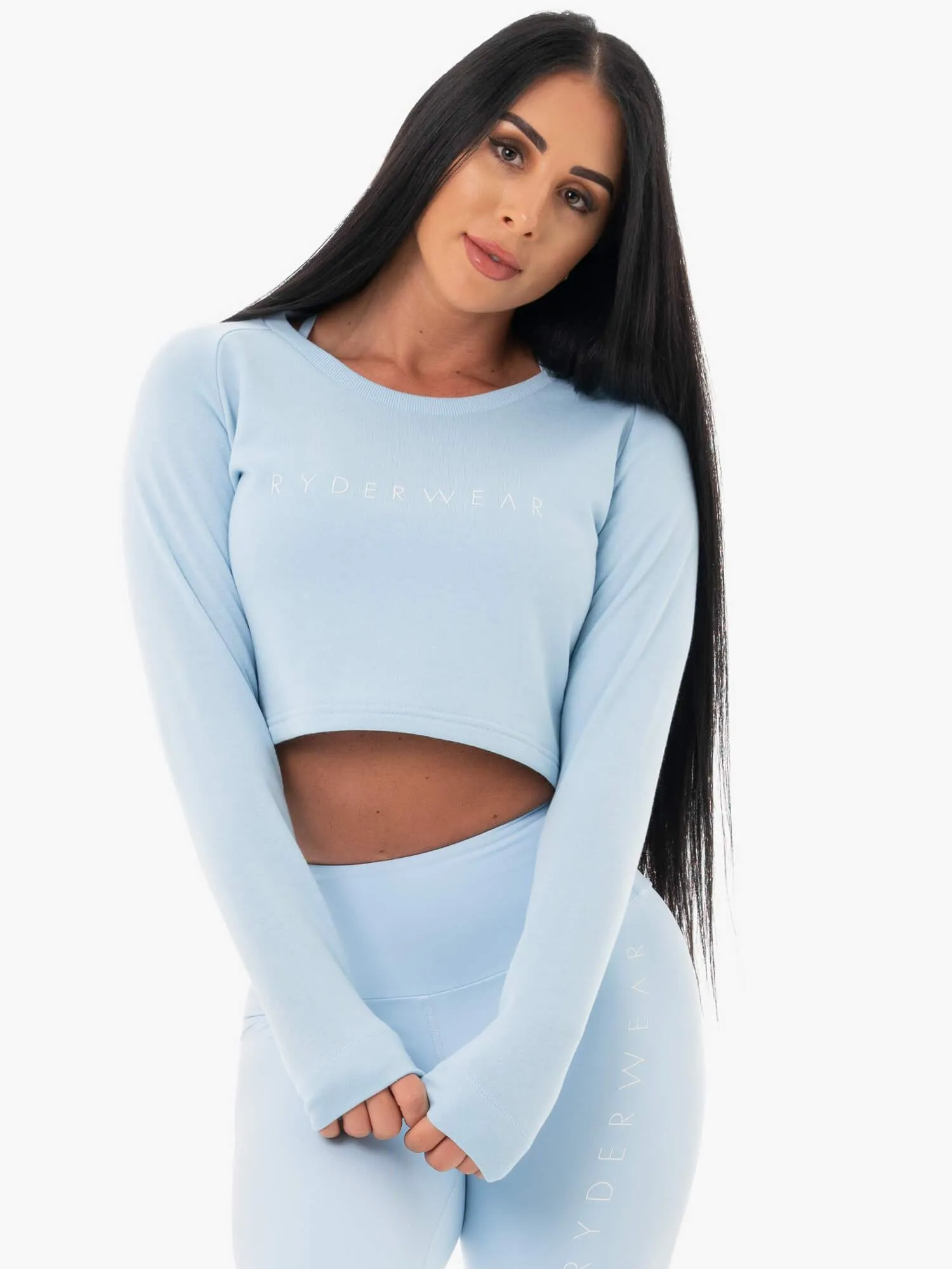 Staples Cropped Sweater - Sky Blue fall winter