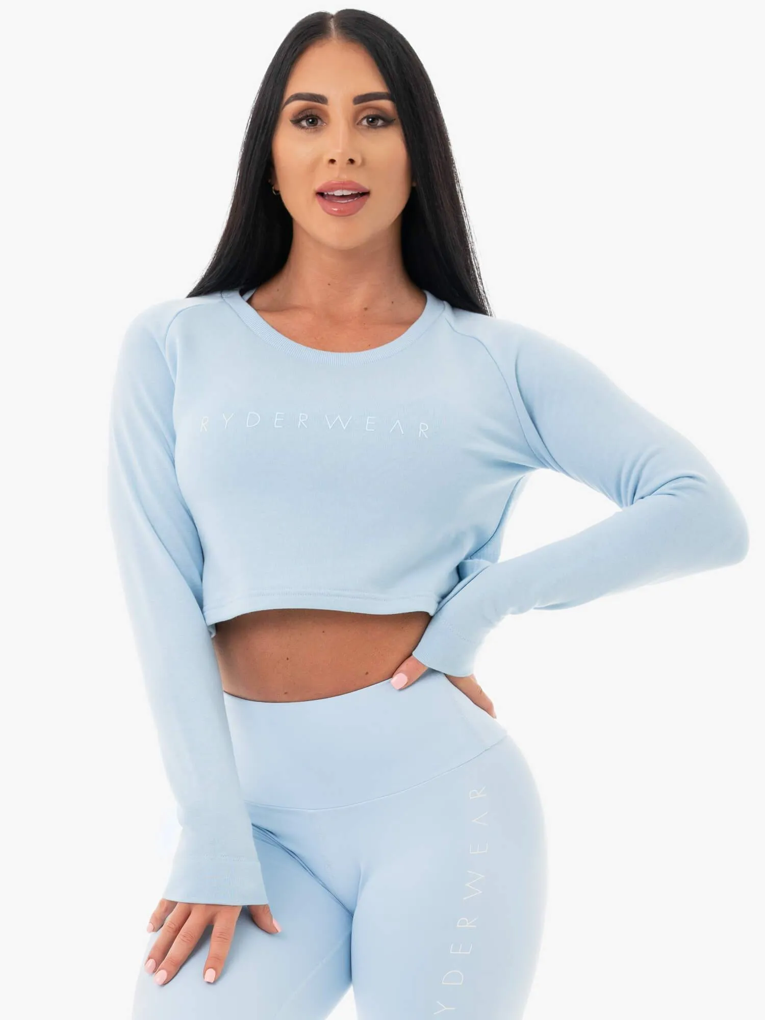 Staples Cropped Sweater - Sky Blue free pair