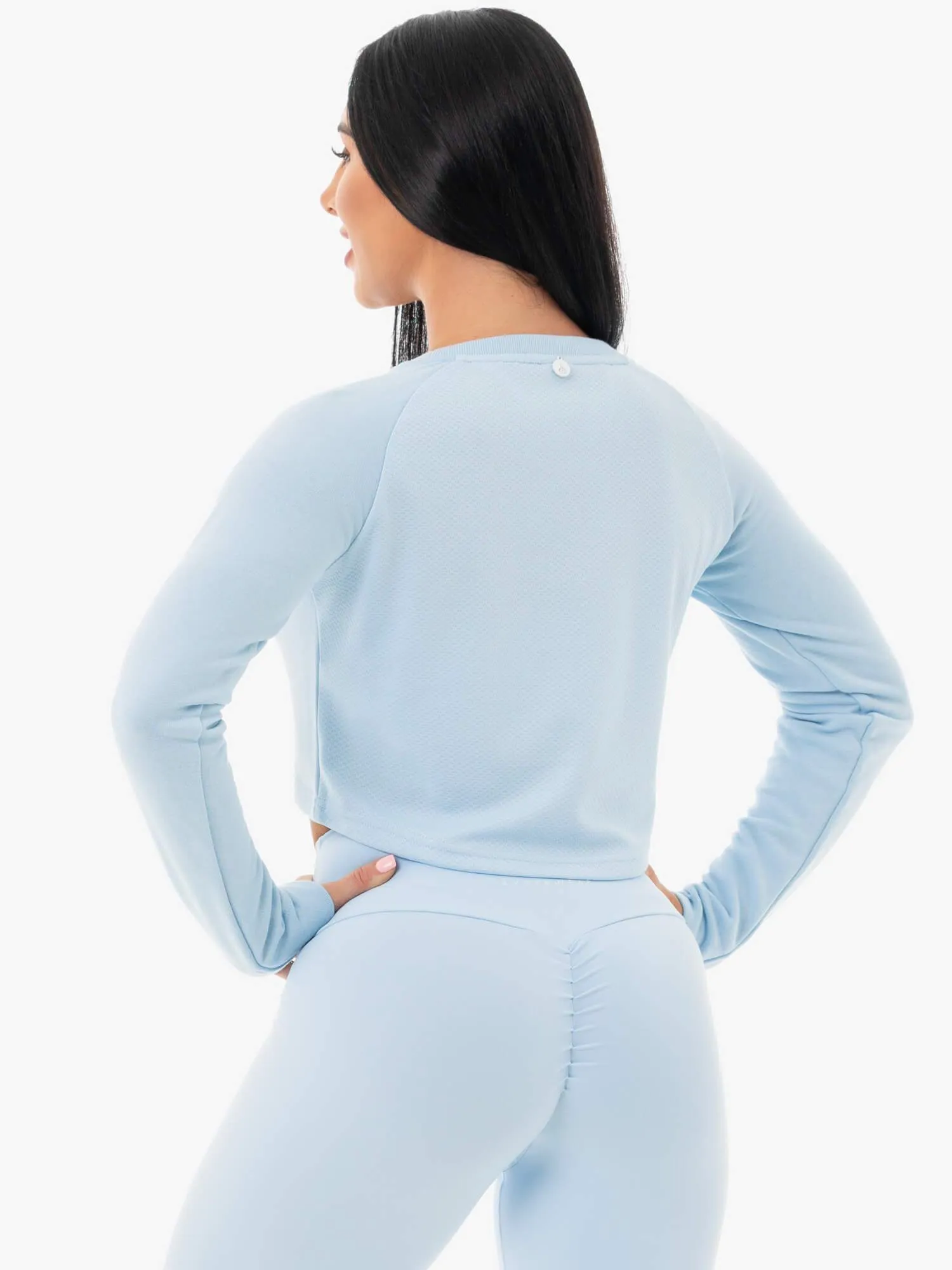 Staples Cropped Sweater - Sky Blue windproof cold