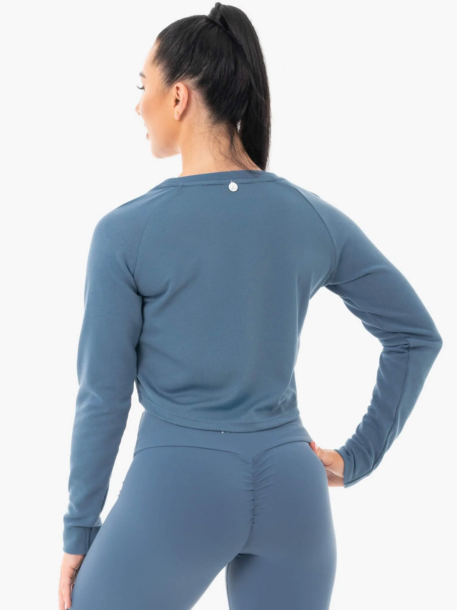 Staples Cropped Sweater - Steel Blue light casual