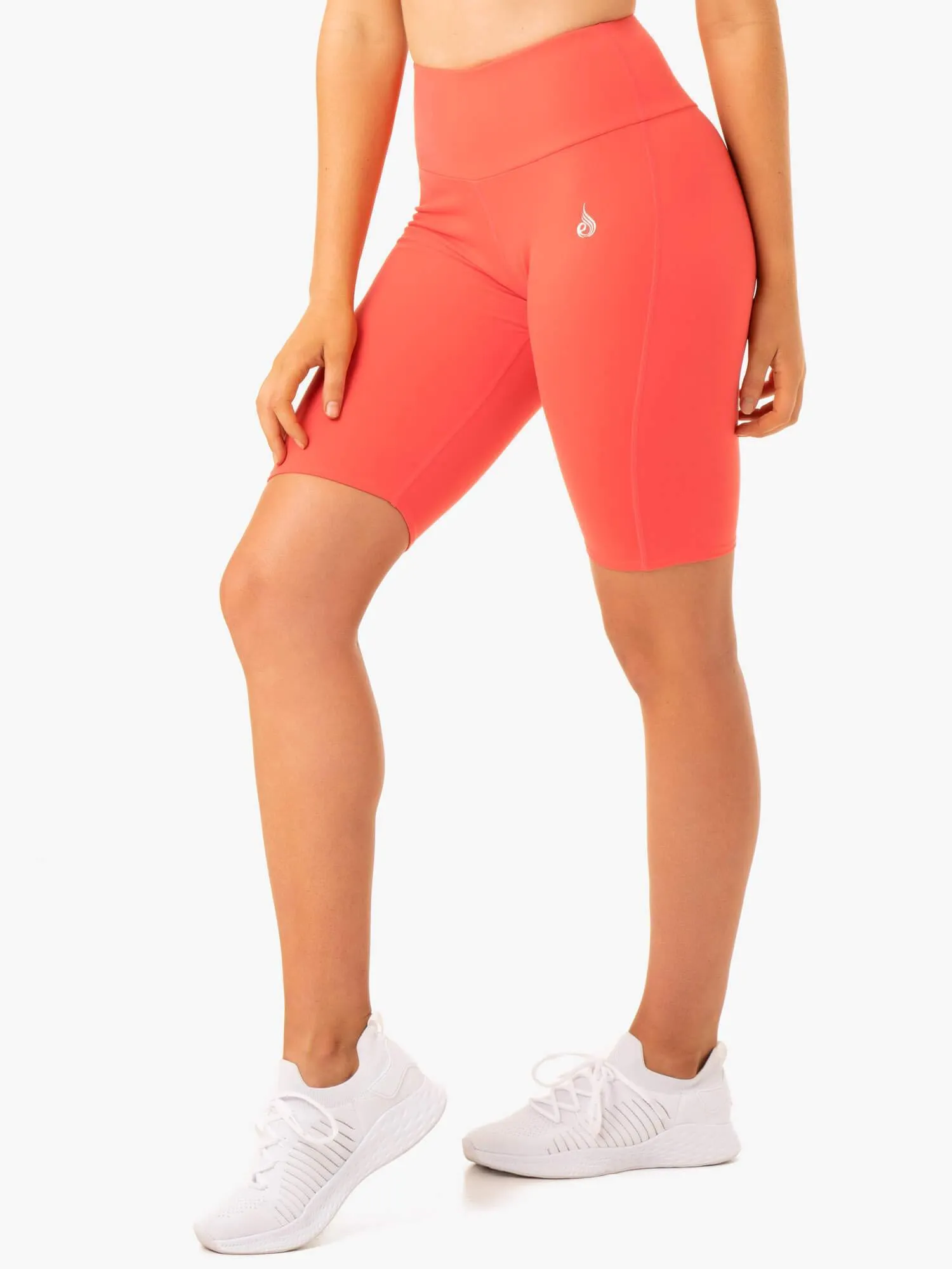 Staples Scrunch Bum Bike Shorts - Coral breathable knit