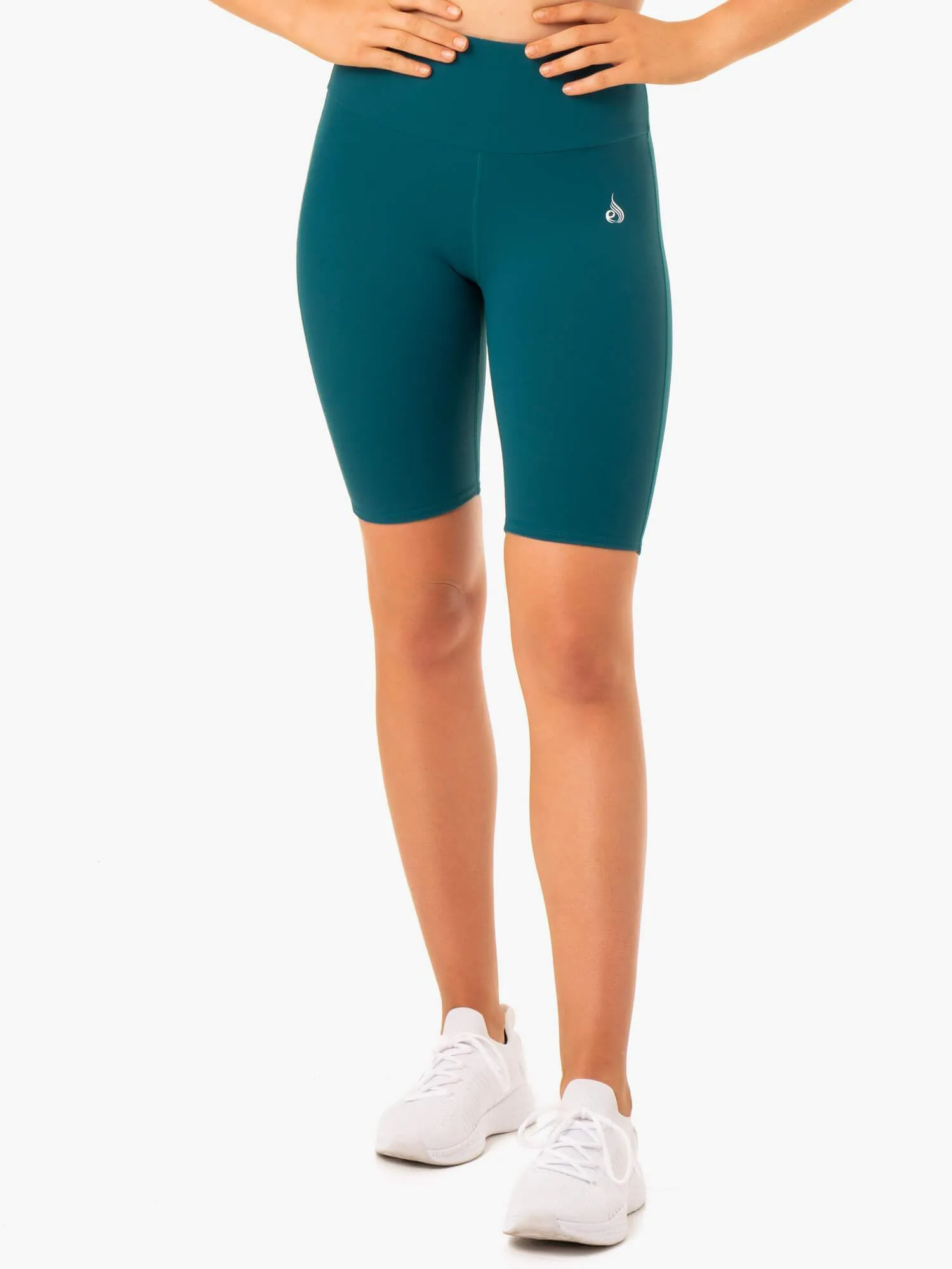 Staples Scrunch Bum Bike Shorts - Emerald running outfit