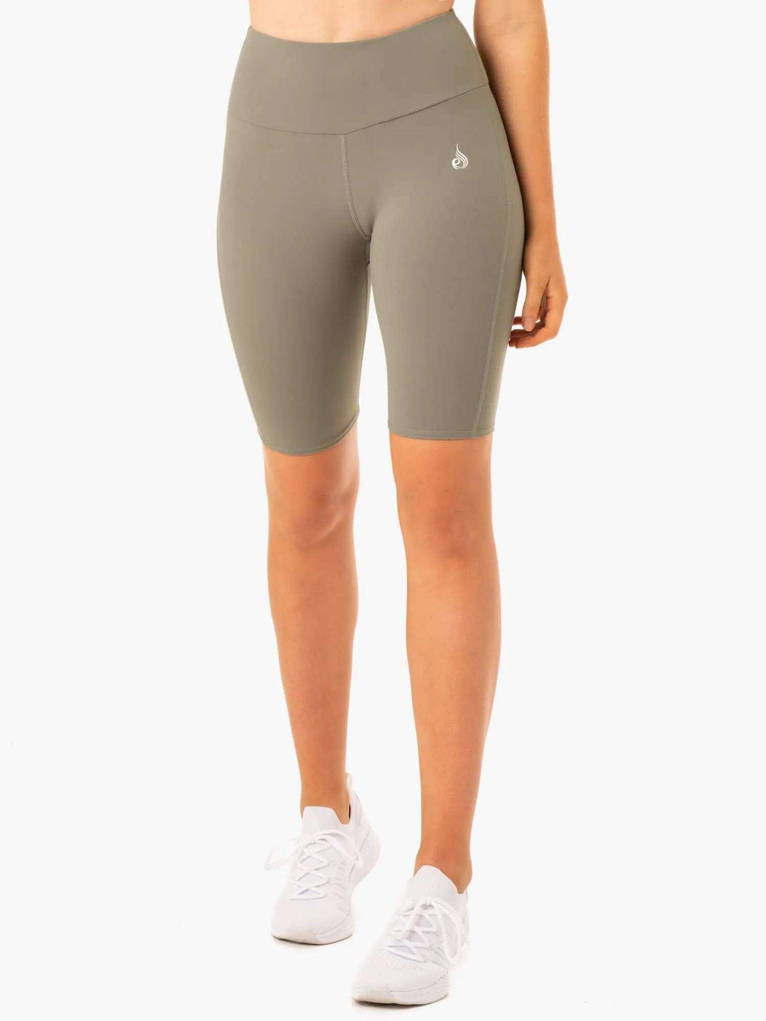 Staples Scrunch Bum Bike Shorts - Khaki elastic cuff