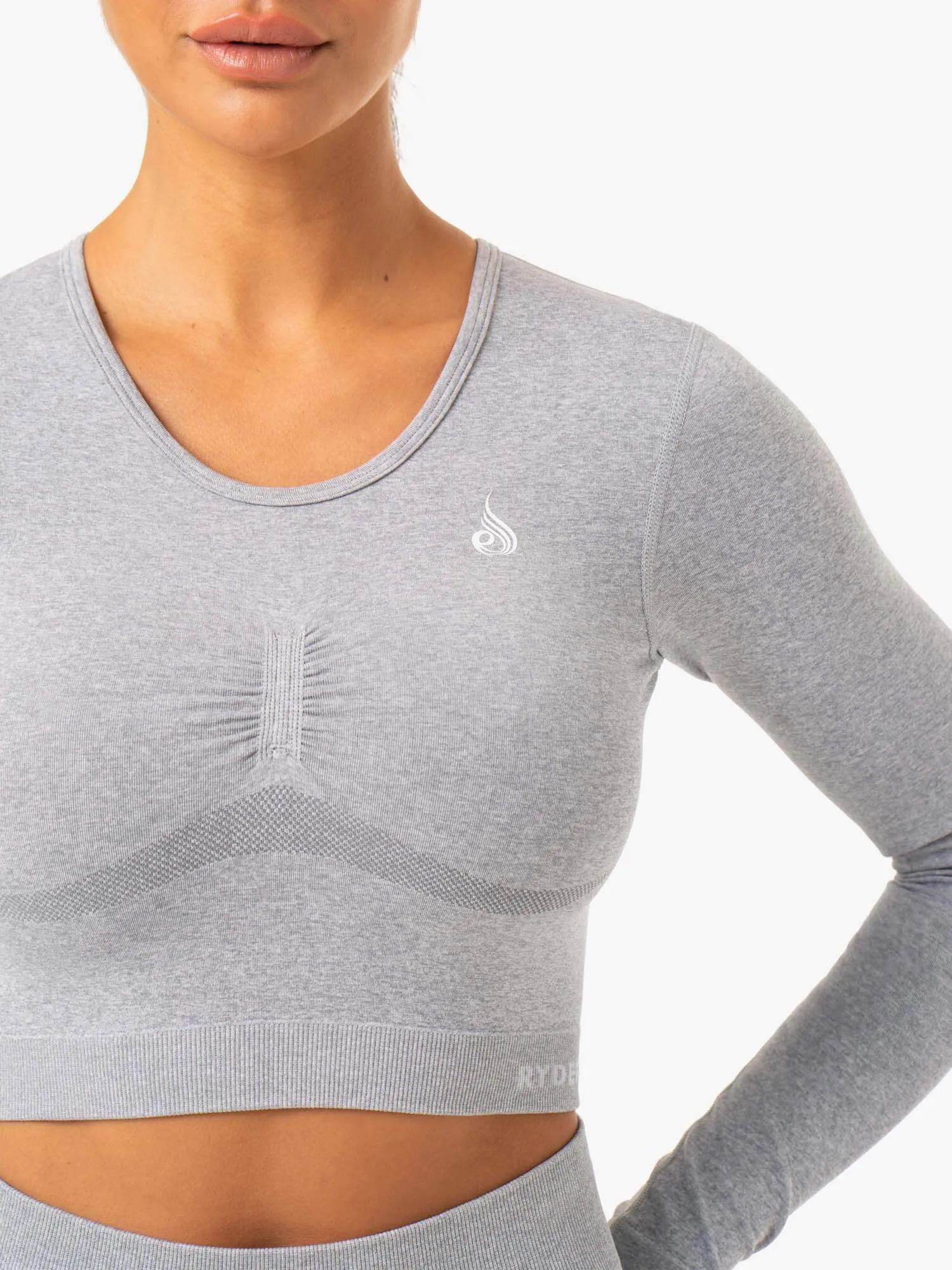 Staples Seamless Long Sleeve Top - Grey Marl daily commute