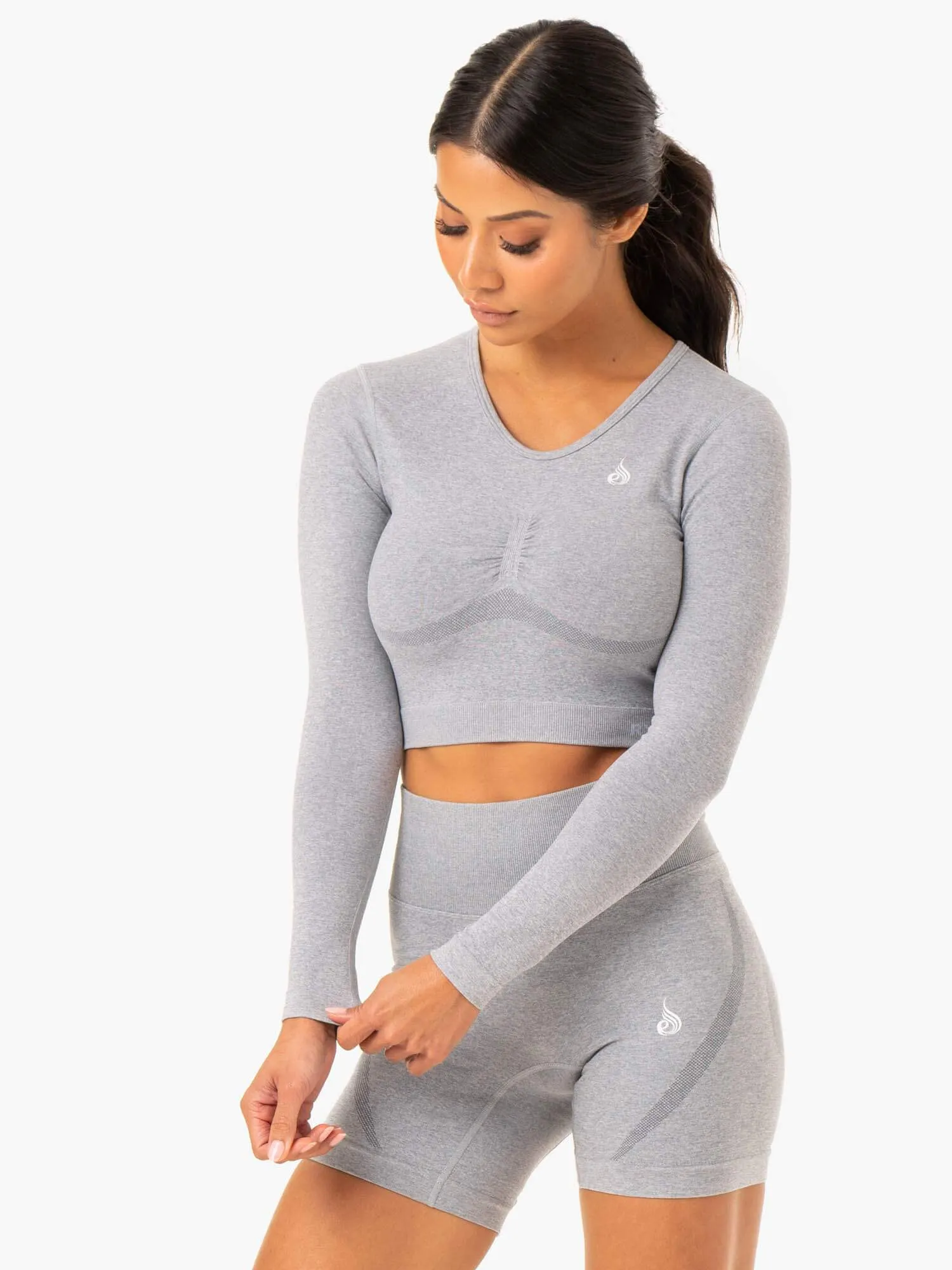 Staples Seamless Long Sleeve Top - Grey Marl business attire