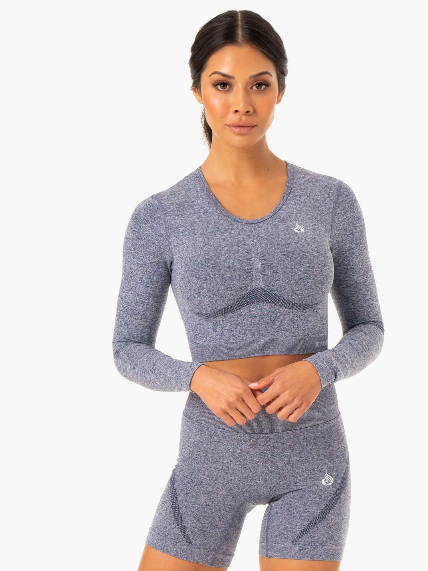 Staples Seamless Long Sleeve Top - Navy Marl simple chic