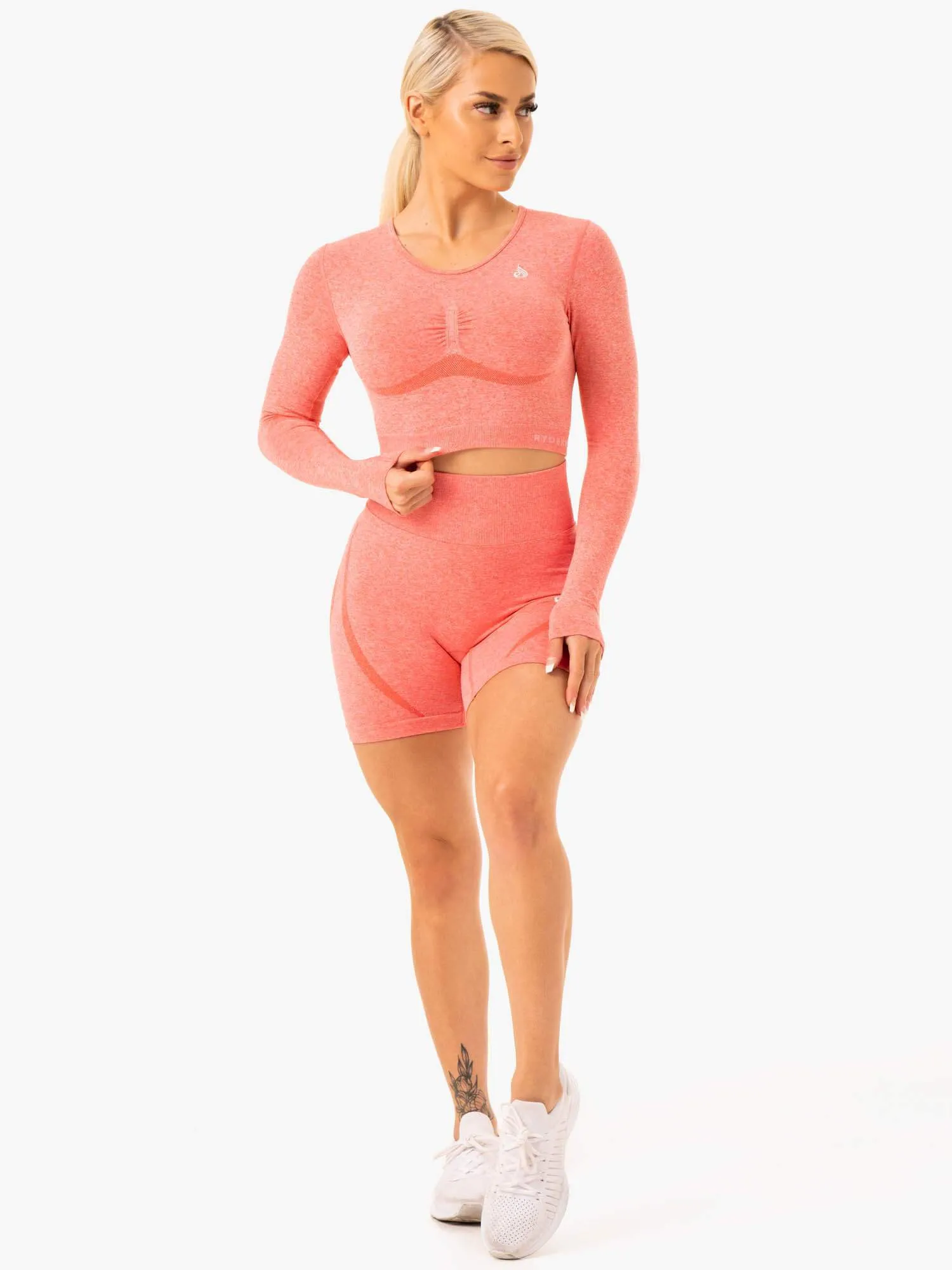 Staples Seamless Long Sleeve Top - Peach Marl light casual