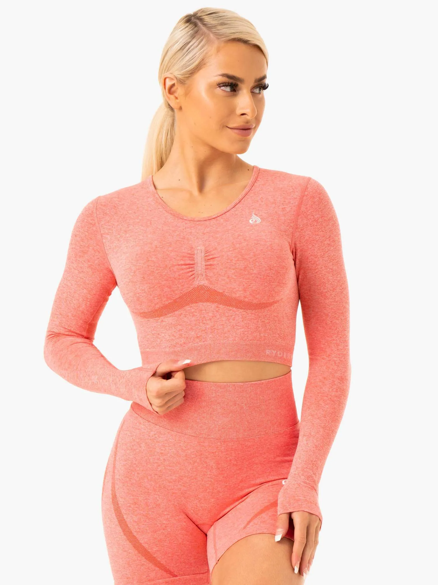 Staples Seamless Long Sleeve Top - Peach Marl dynamic energy