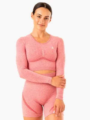 Staples Seamless Long Sleeve Top - Pink Marl athletic casual