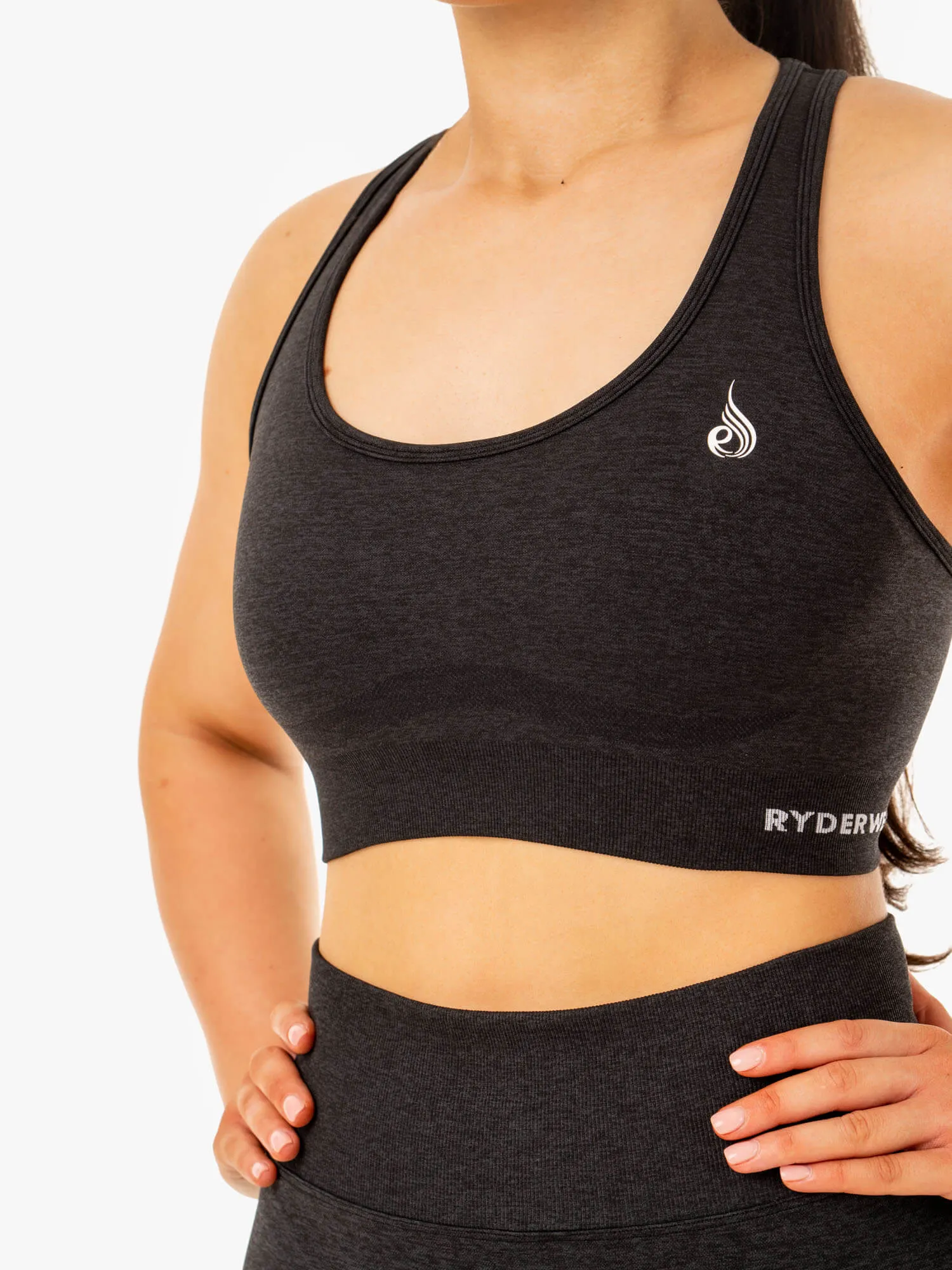 Staples Seamless Racer Back Sports Bra - Black Marl Seamless Fit