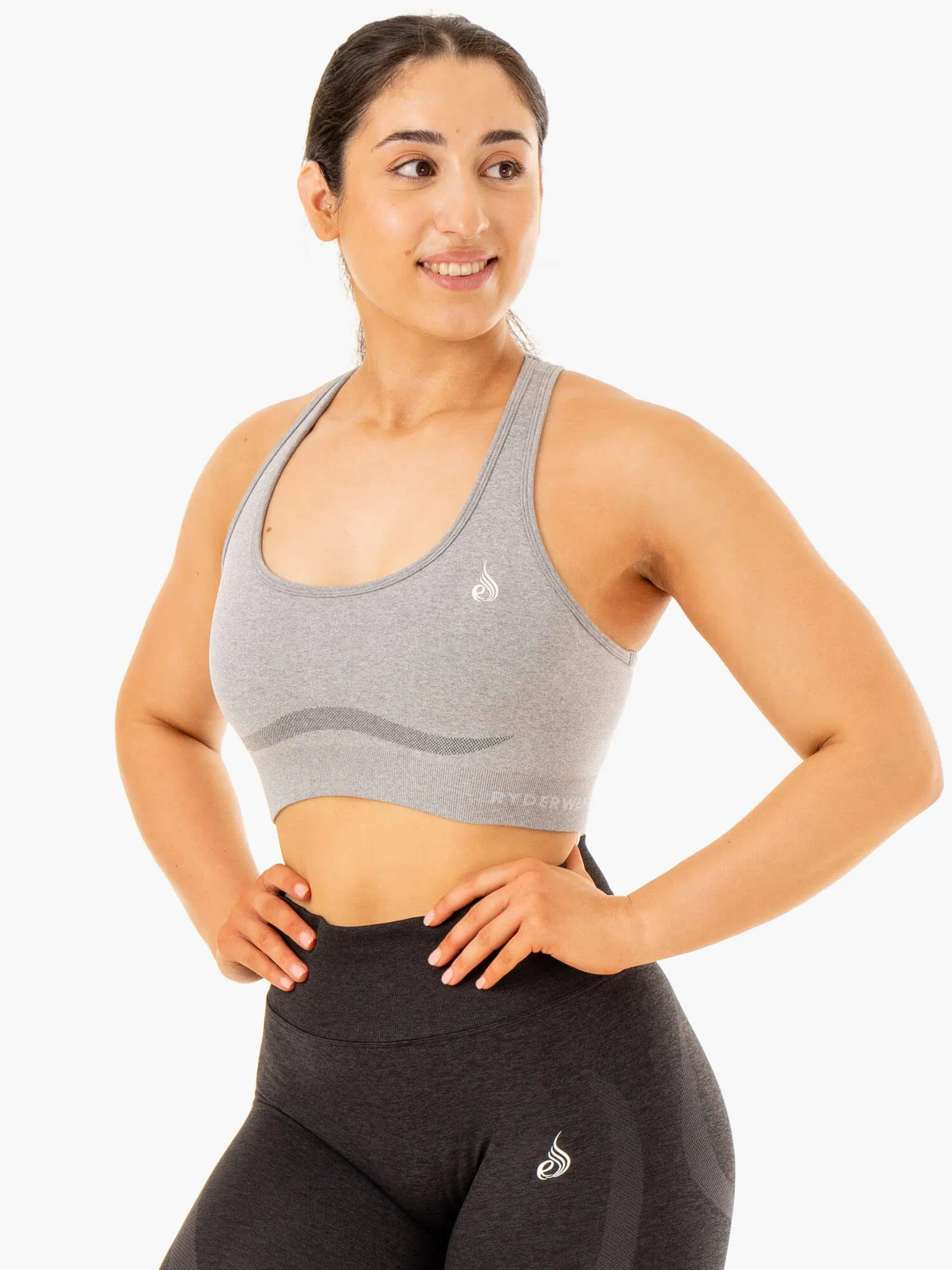 Staples Seamless Racer Back Sports Bra - Grey Marl Adjust Design