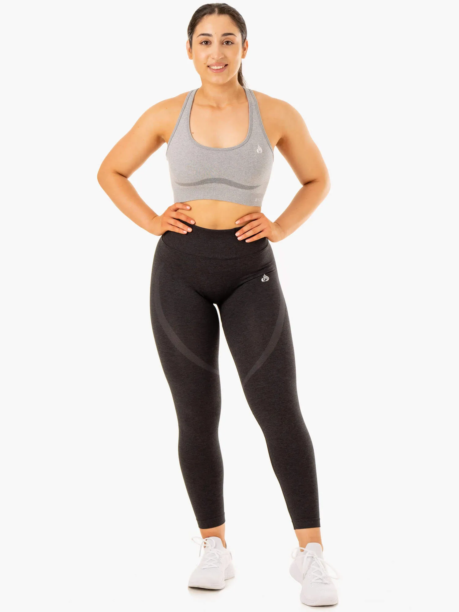 Staples Seamless Racer Back Sports Bra - Grey Marl Light Weight